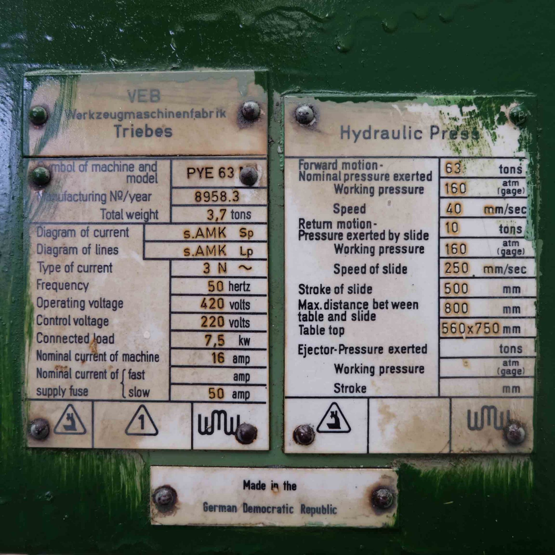 Hydrauma Model PYE 63 Hydraulic 'C' Frame Press - Image 12 of 13