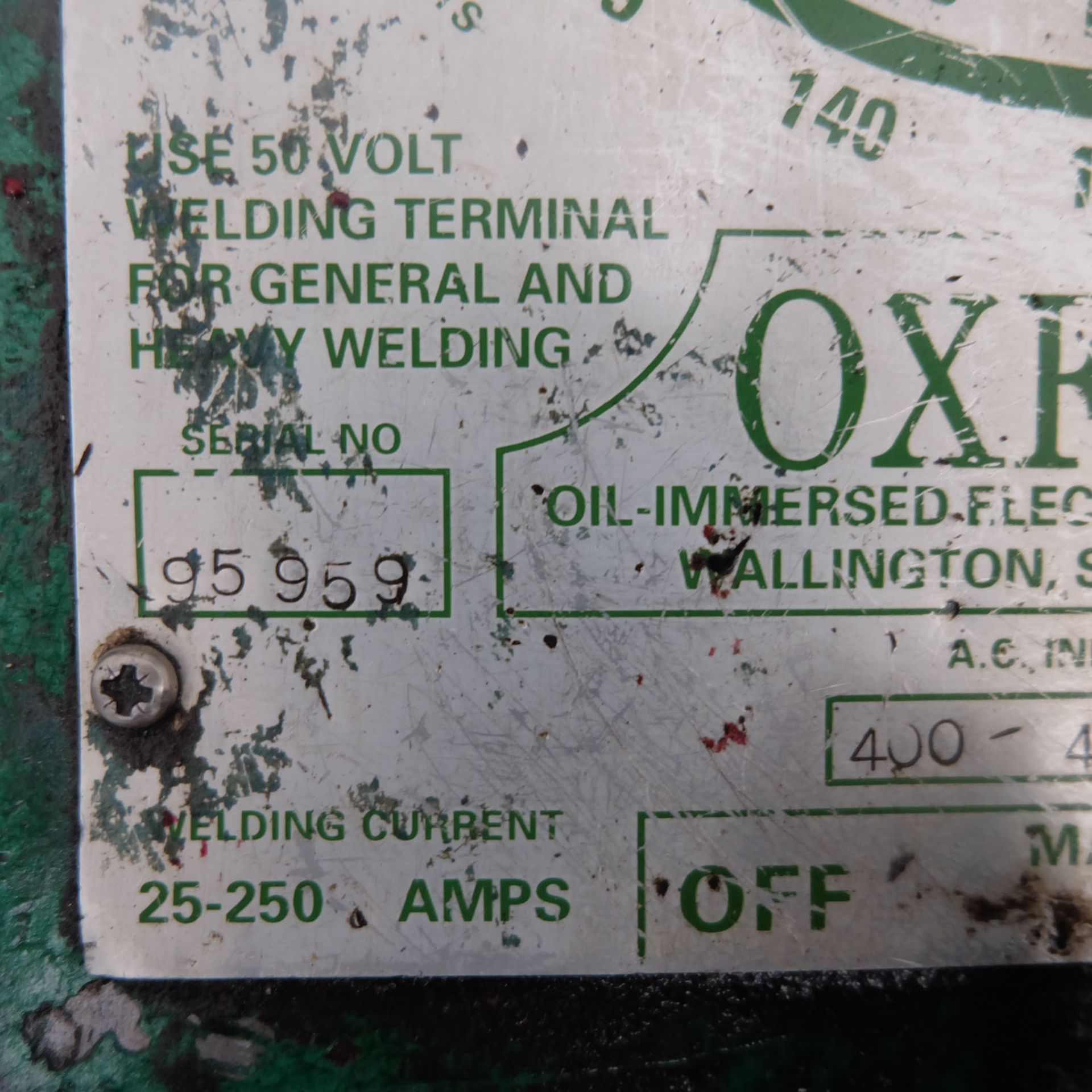 Oxford Model RT 250 Oil Immersed Electric Arc Welding Set. - Image 4 of 7