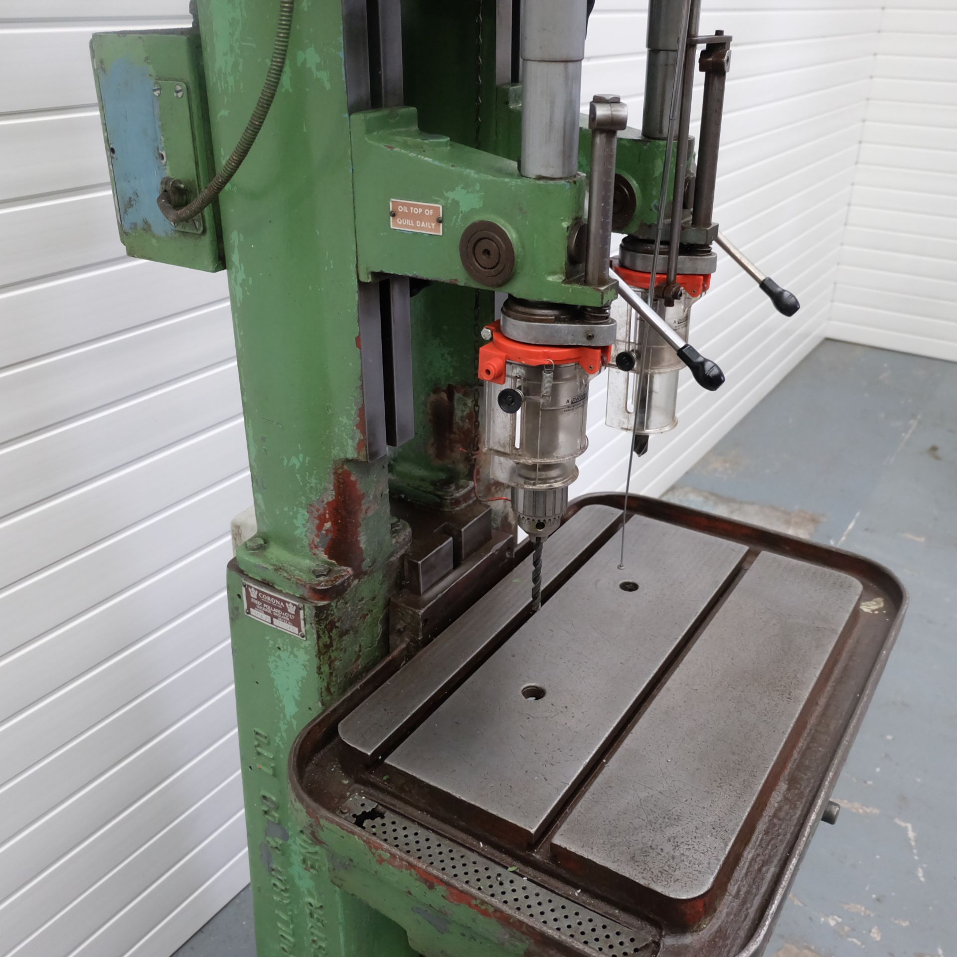 Pollard Corona 130 A/2 Gear Change Head Two Spindle Pedestal Drill. - Image 10 of 12