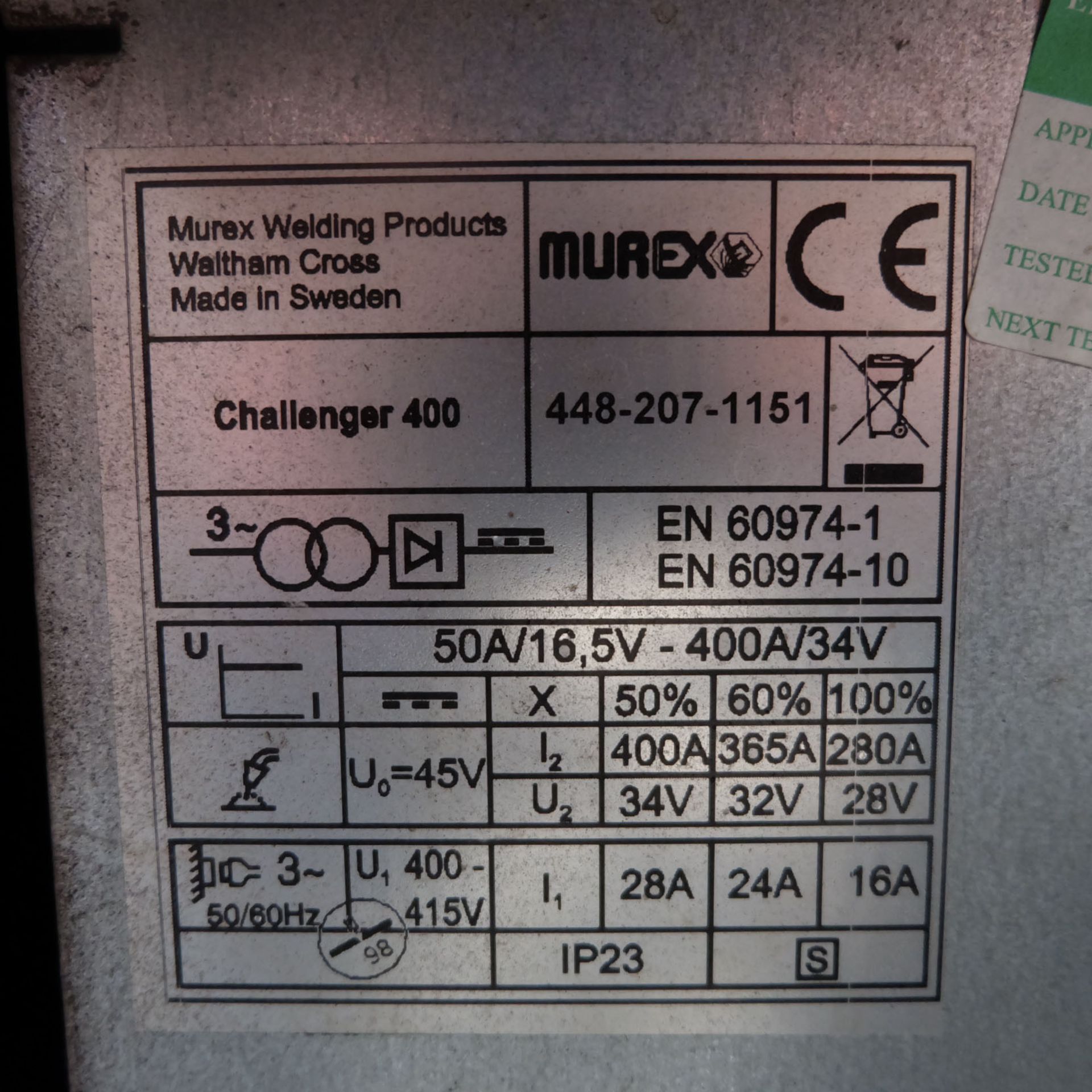 Murex Transweld Challenger 400 Mig Welder With Murex Wire Feed. - Image 7 of 9