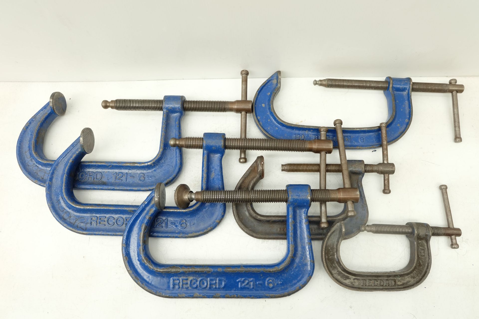 6 x Record G Clamps. 4 x 6", 1 x 4", 1 x 3"