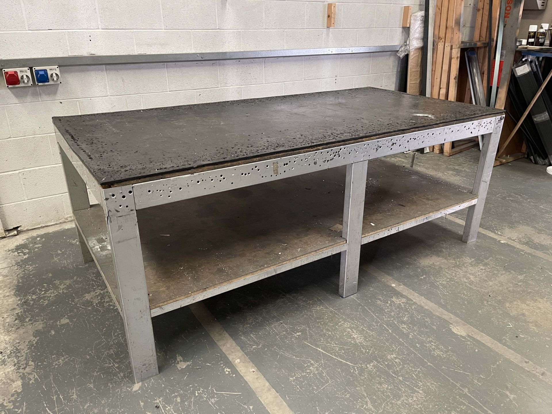 Aluminium Workbench With Rubber Top. Size: 8' x 4' x 3'1" High. - Image 3 of 3