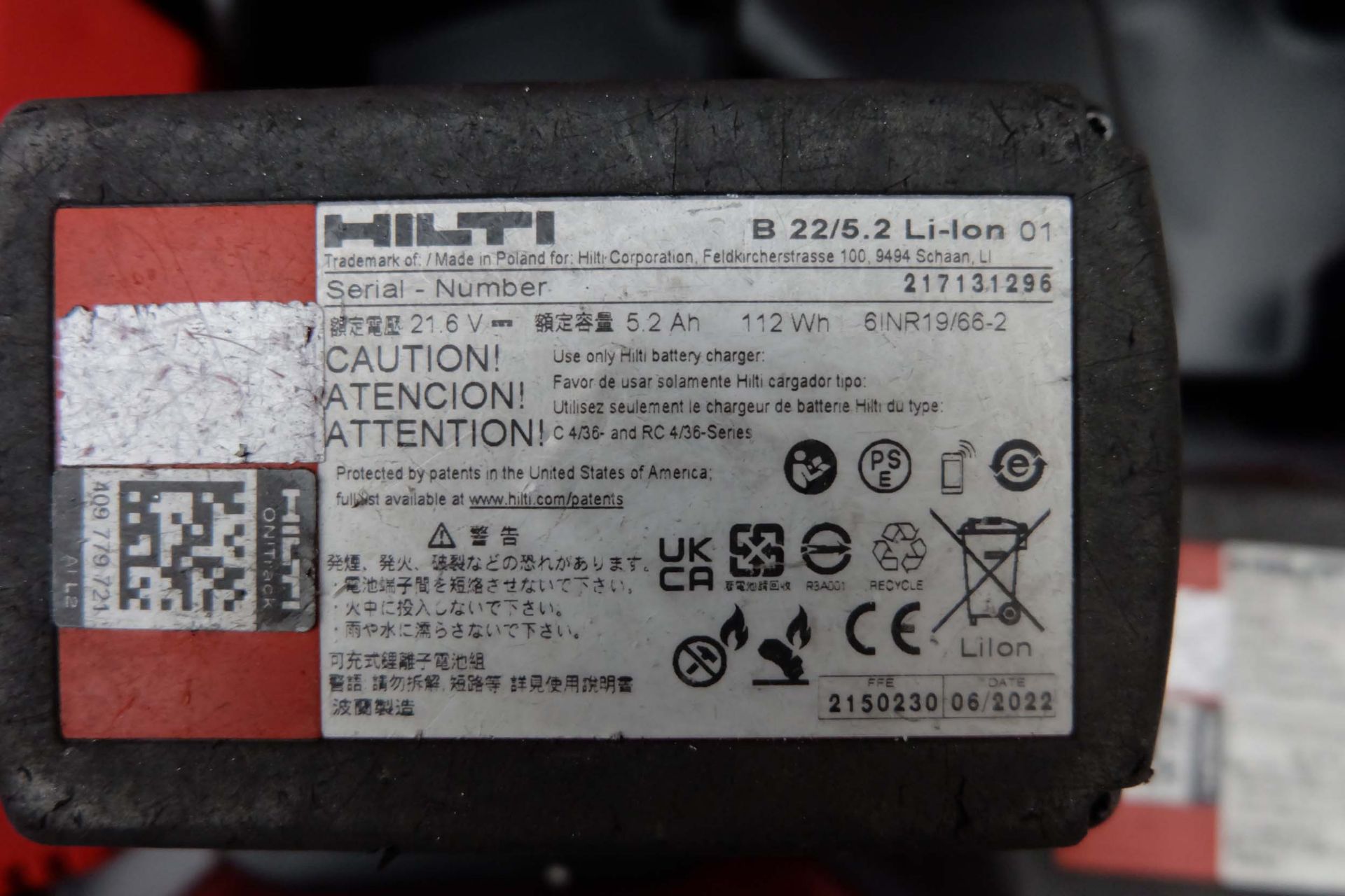 Hilti Model SF 6-A22 Cordless Power Drill. 2 x 22V 5.2Ah Batteries. 240V Charger. - Image 7 of 8