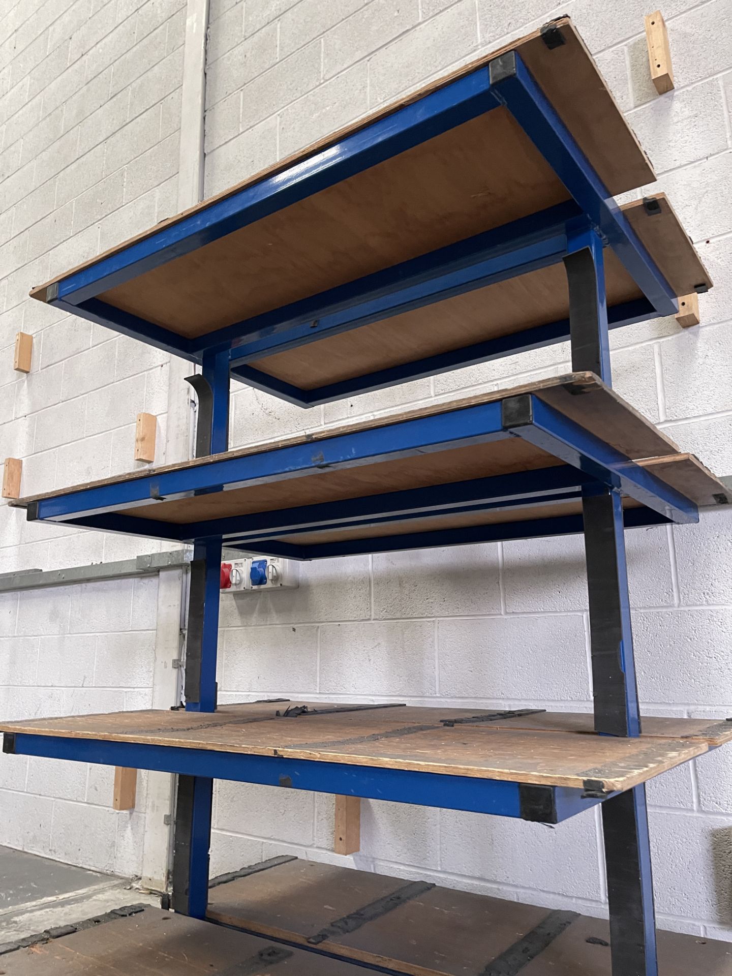 Heavy Duty Mobile Work Trolley. Steel Tube Construction With Wooden Shelving. - Image 4 of 7