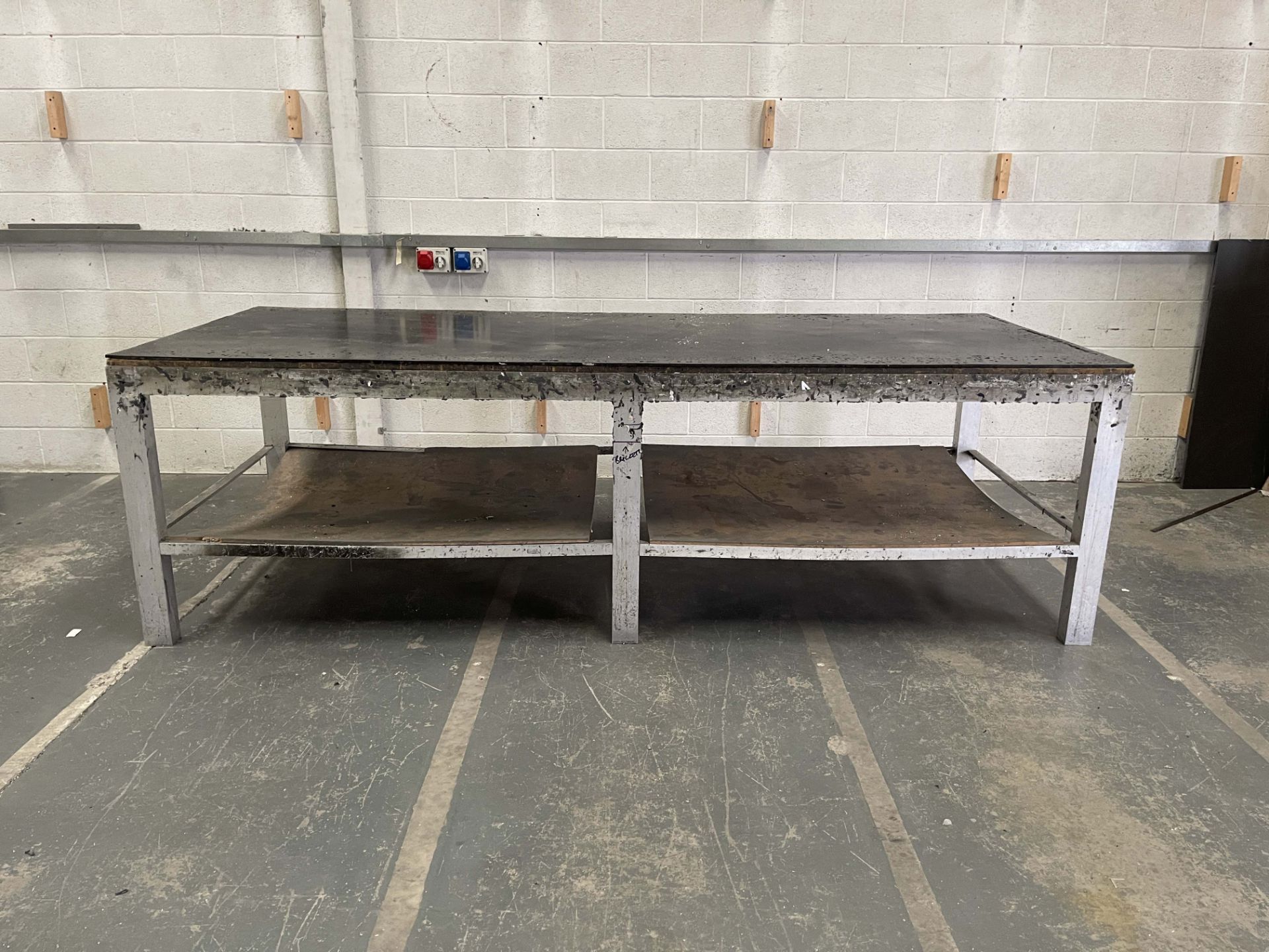 Aluminium Workbench With Rubber Top. Size: 10' x 4' x 3'1" High.