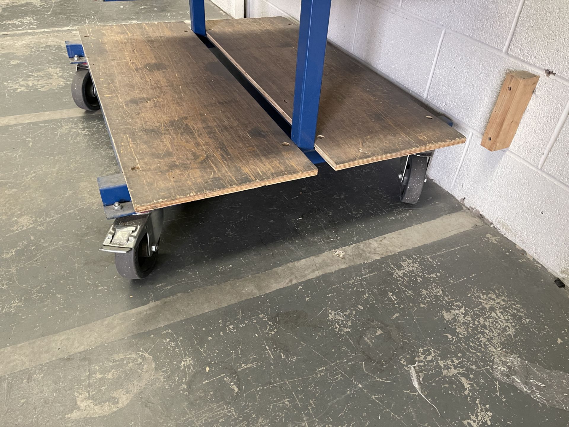 Heavy Duty Mobile Work Trolley. Steel Tube Construction With Wooden Shelving. - Image 6 of 7