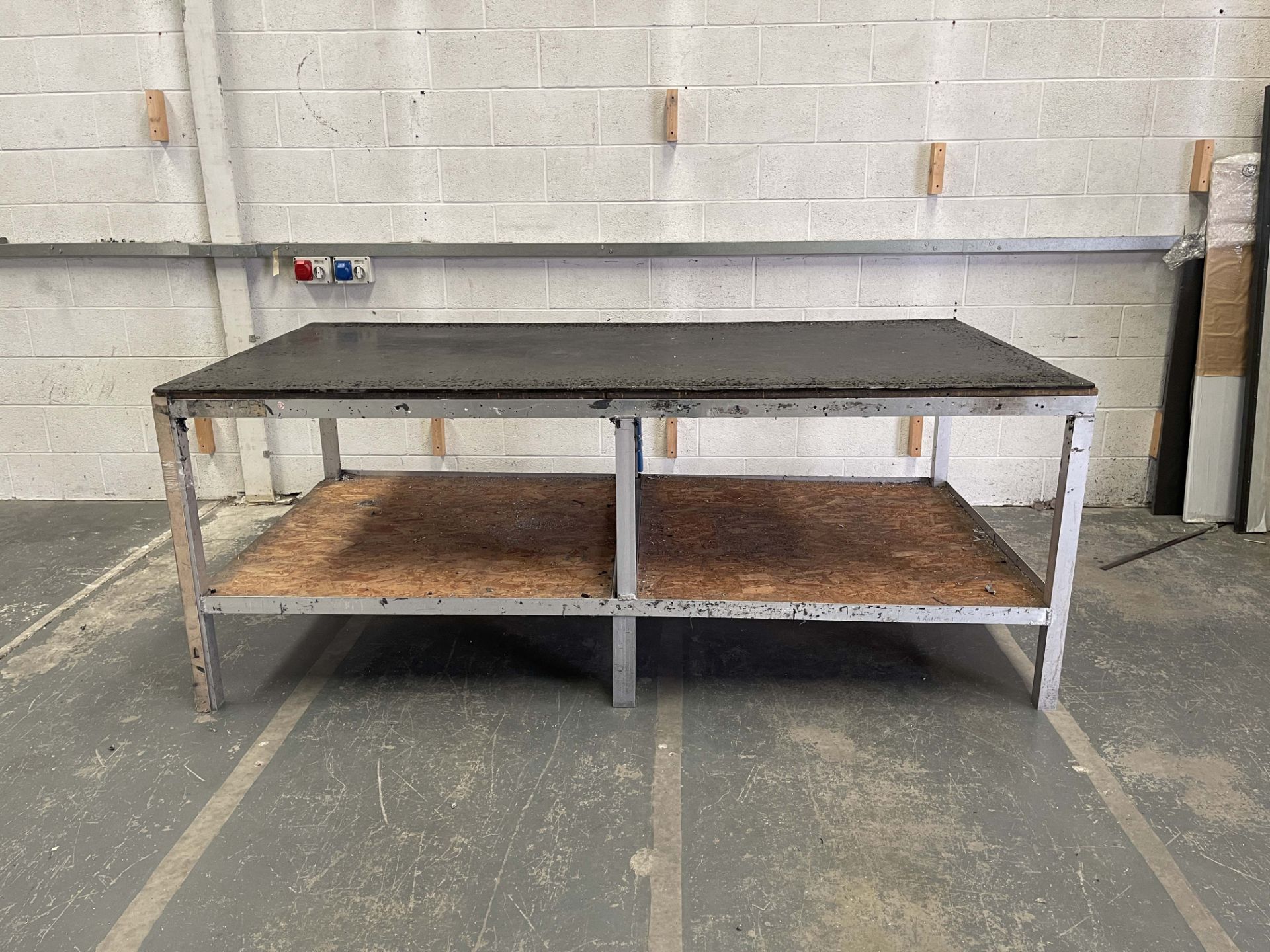 Aluminium Workbench With Rubber Top. Size: 8' x 4' x 3'1" High.