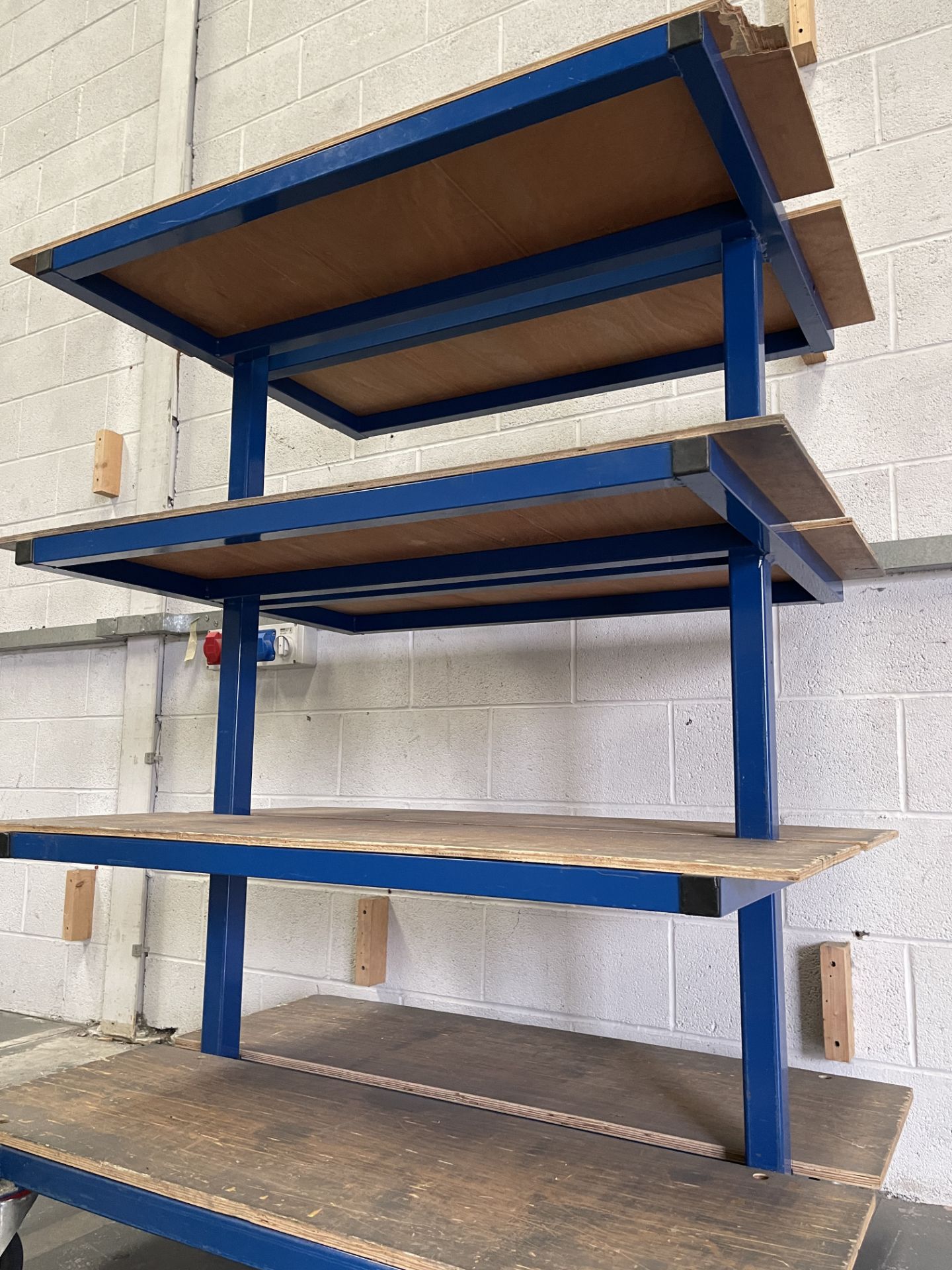 Heavy Duty Mobile Work Trolley. Steel Tube Construction With Wooden Shelving. - Image 5 of 7