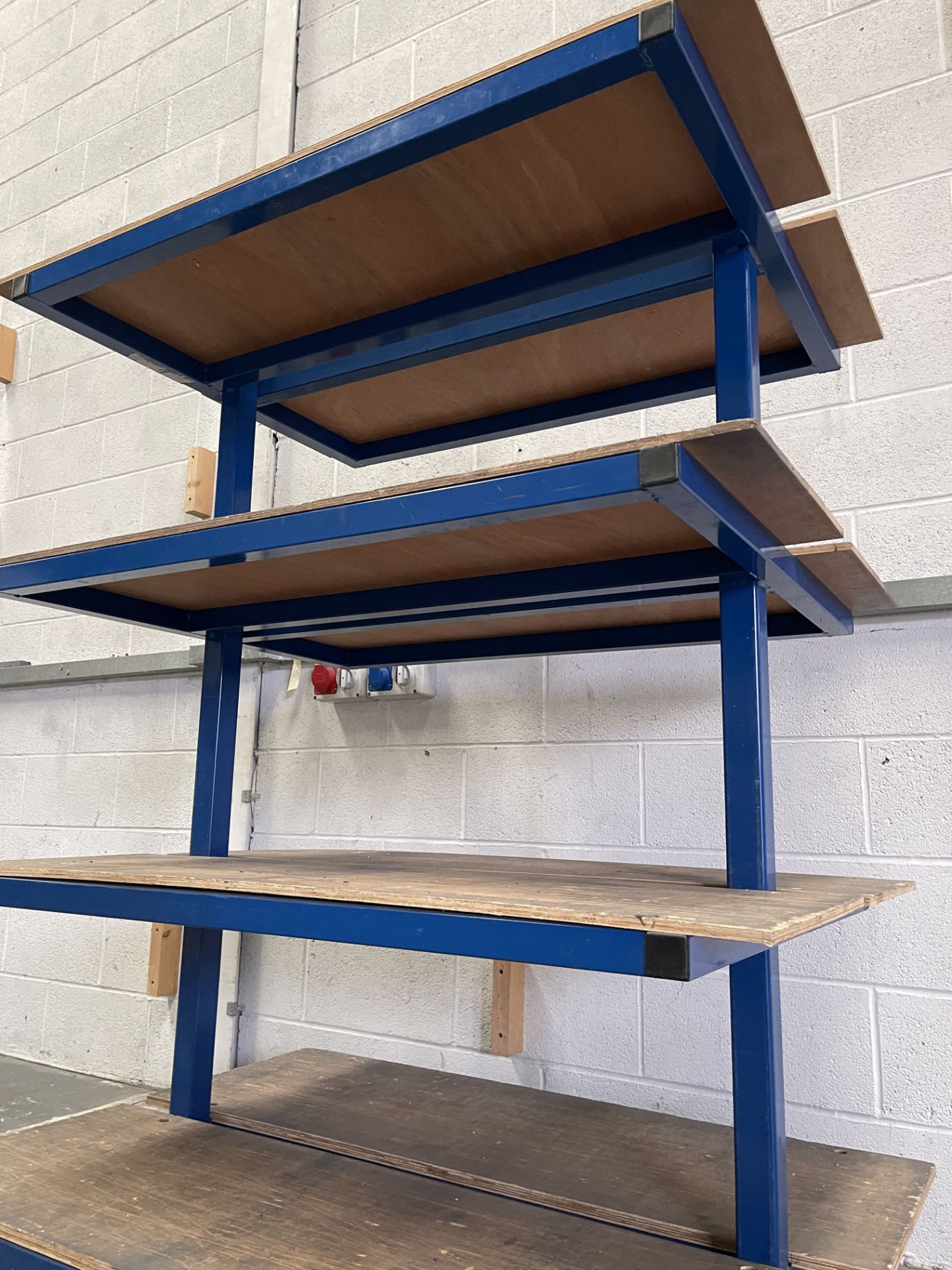 Heavy Duty Mobile Work Trolley. Steel Tube Construction With Wooden Shelving. - Image 5 of 7