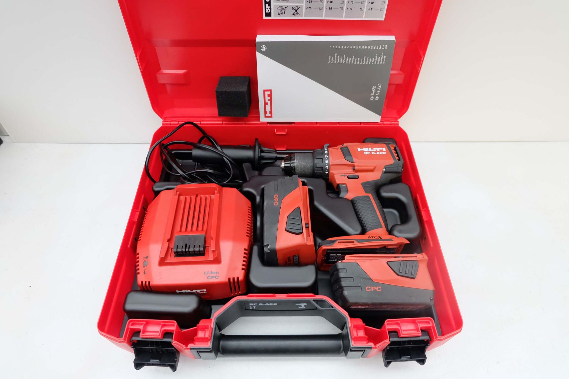 Hilti Model SF 6-A22 Cordless Power Drill. 2 x 22V 5.2Ah Batteries. 240V Charger.