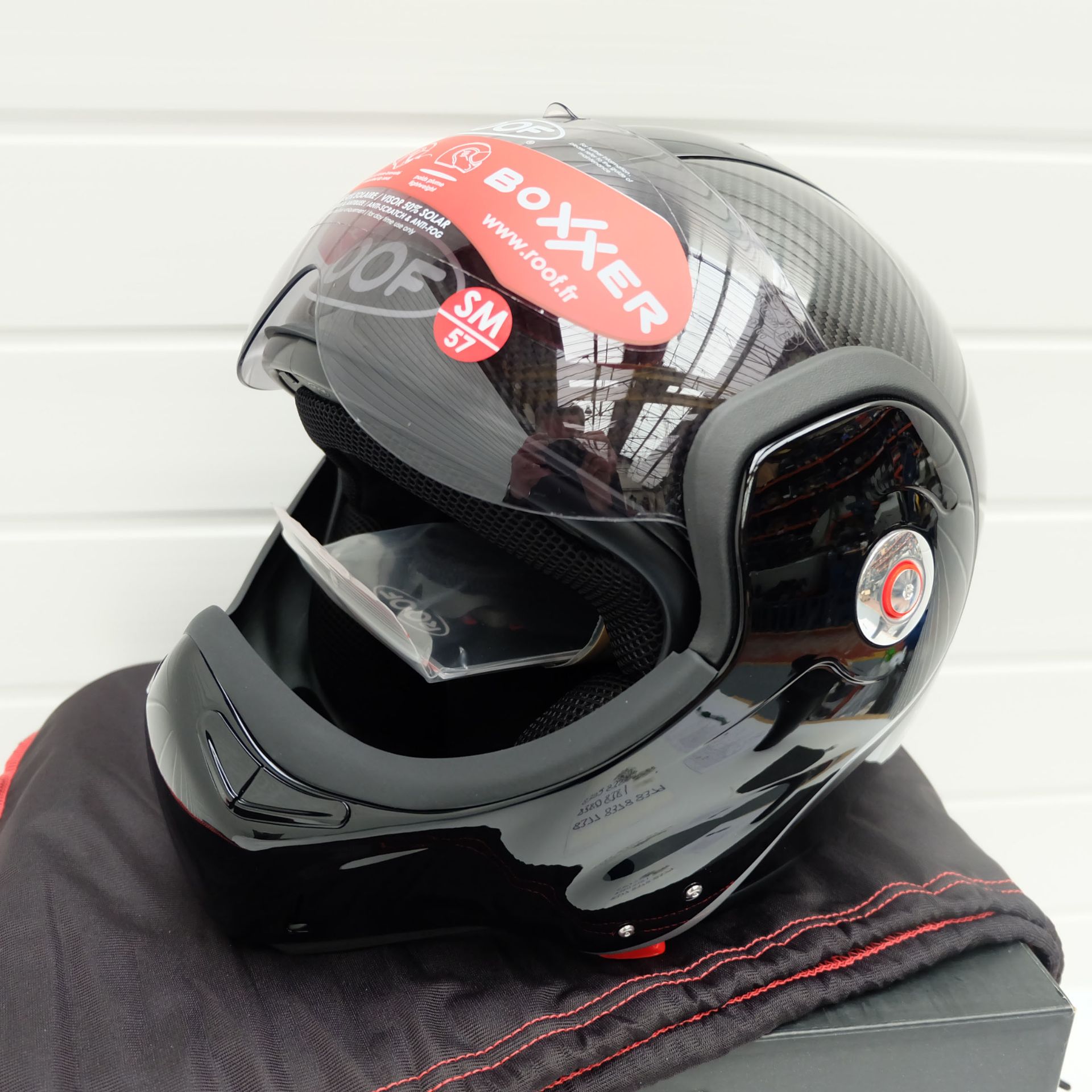 Roof Boxxer Carbon Flip Up Helmet Black SMALL+ BOXER V8 XL - Image 5 of 13