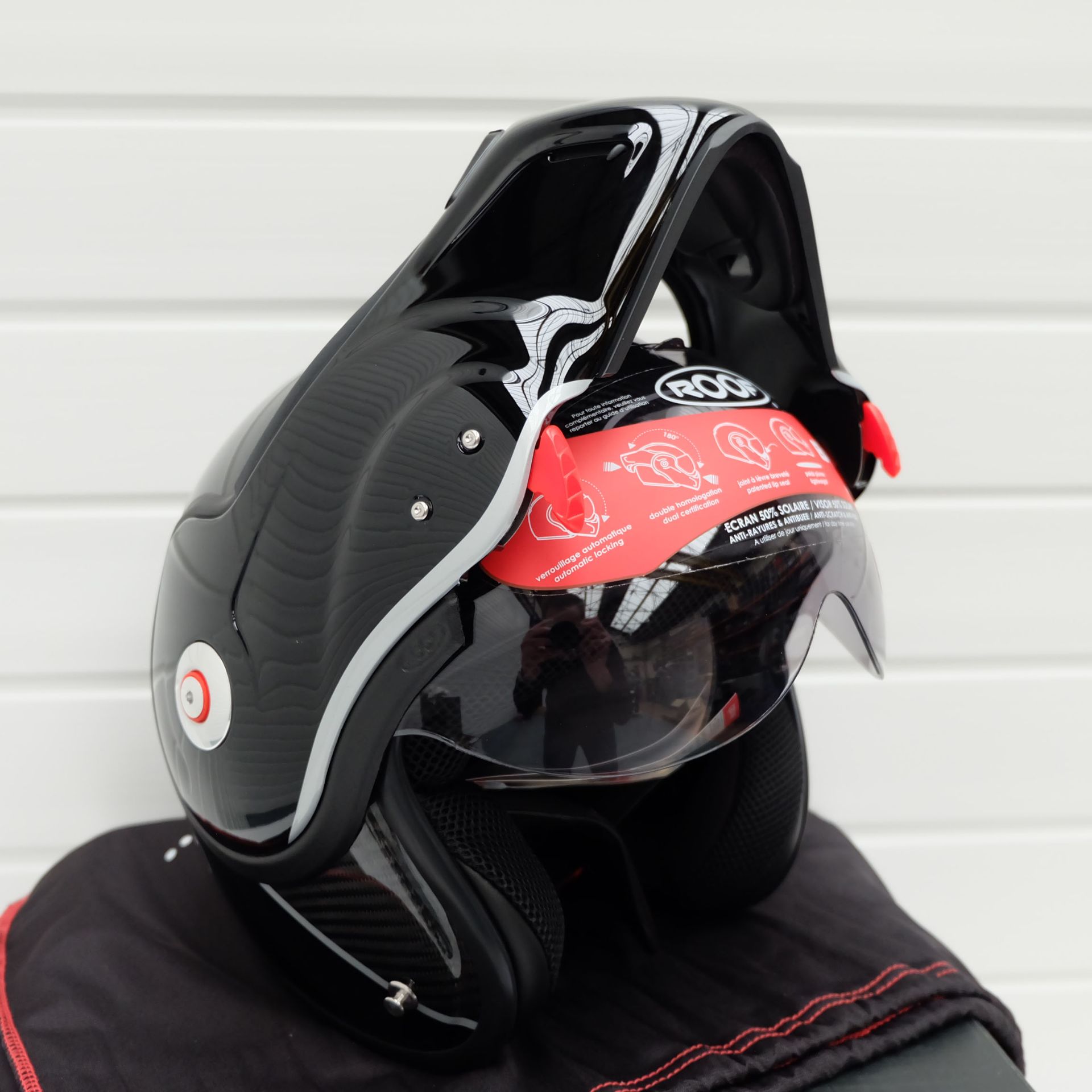 Roof Boxxer Carbon Flip Up Helmet Black SMALL+ BOXER V8 XL - Image 10 of 13