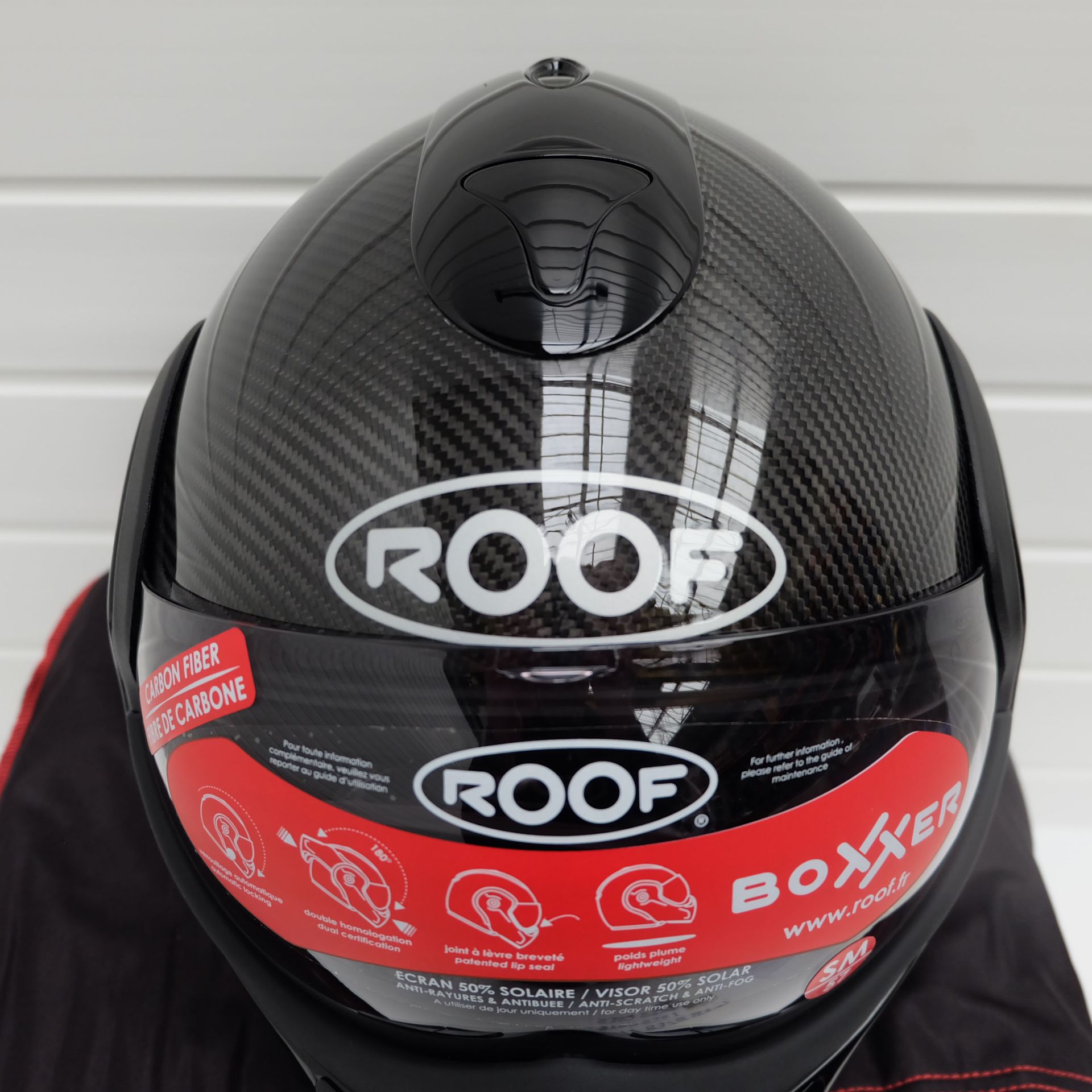 Roof Boxxer Carbon Flip Up Helmet Black SMALL+ BOXER V8 XL - Image 7 of 13