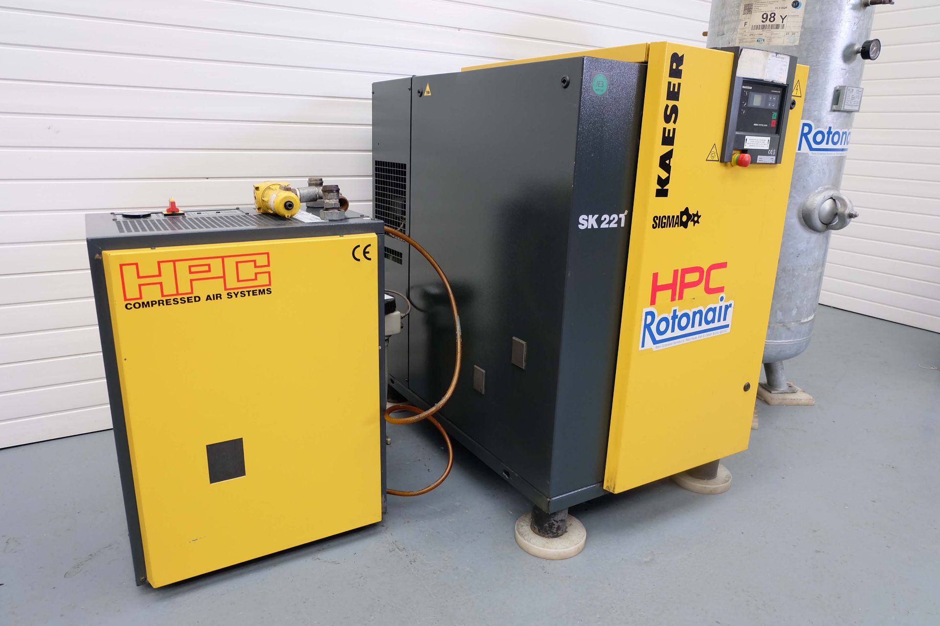 HPC Kaeser Model SK22T Rotary Air Compressor With Air Dryer Model TA8 and 350 Ltr Air Reciever Rated - Image 2 of 15