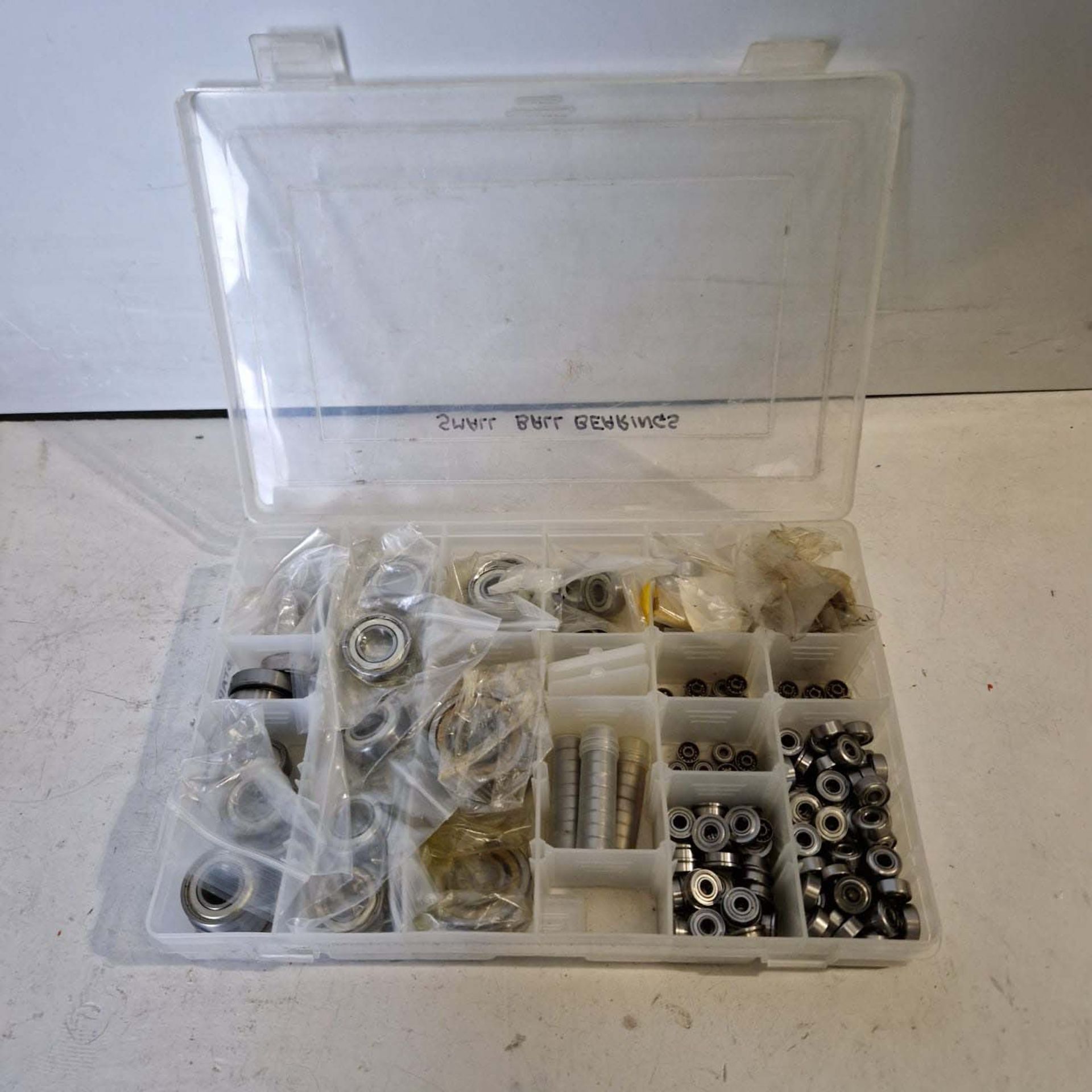 Quantity of Various Roller Ball Bearings in Plastic Tray.