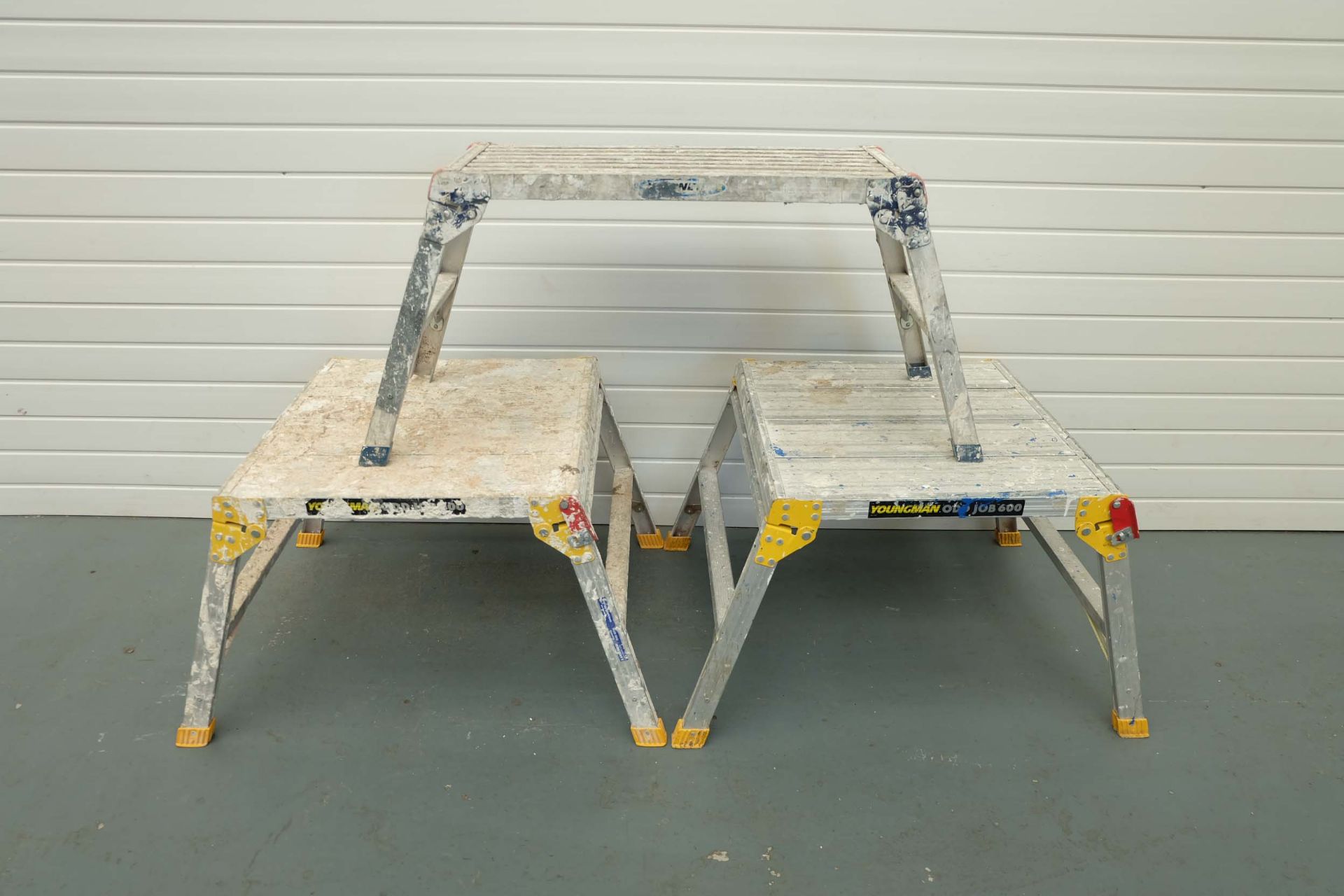 3 x Aluminium Platforms. 2 x Youngman 600 x 600mm. Height: 500mm. And Werner 700 x 300mm.
