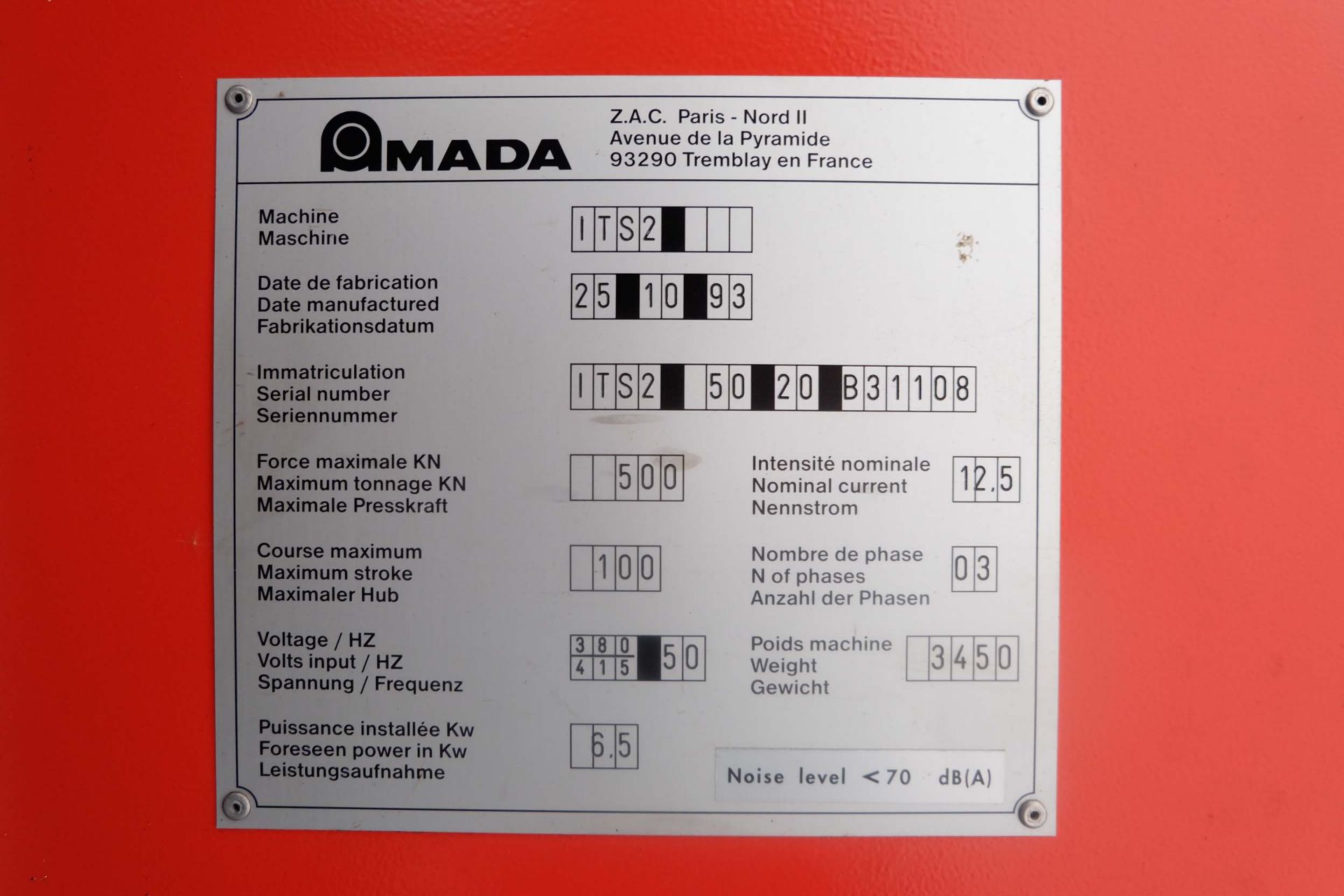 Amada Model ITS-2 50/20 Up Stroking Hydraulic Press Brake. - Image 9 of 20