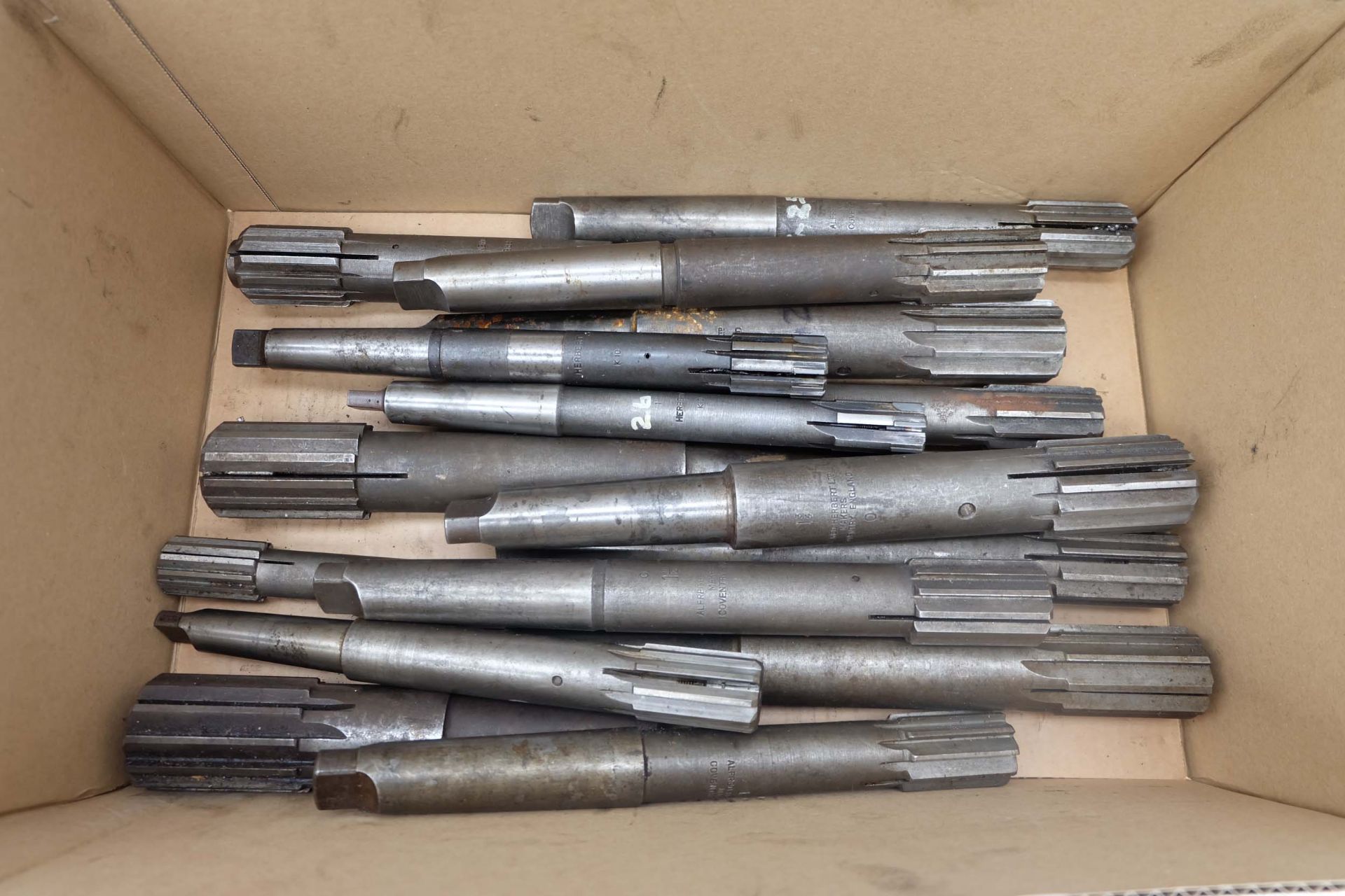 16 x Alfred Herbert Adjustable Machine Reamers. 3 & 4 Morse Tapers and 2 Straight Shank.