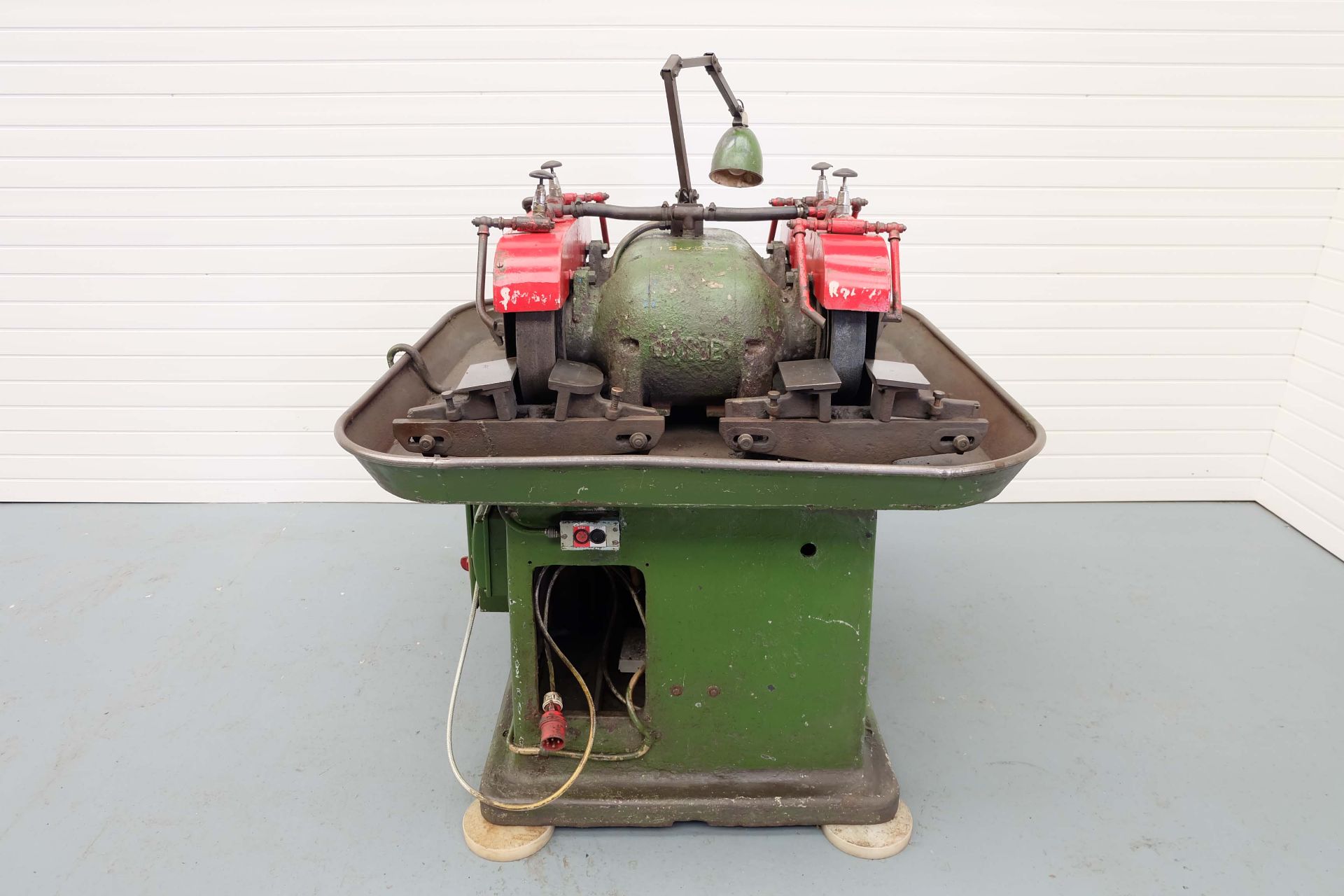 Lumsden Four Wheel Pedestal Grinder. Grinding Wheel Sizes: 14" x 3" Max. With Coolant Pump. - Image 7 of 11