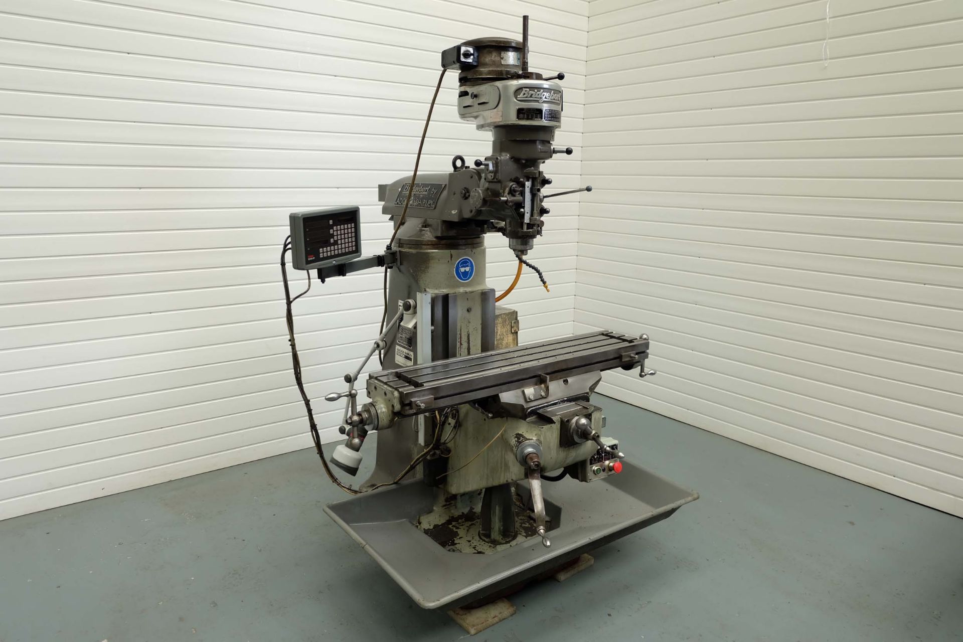 Bridgeport 'J' Type Turret Mill. Table Size: 42" x 9". Spindle Taper R8. Spindle Speeds. Power Feed