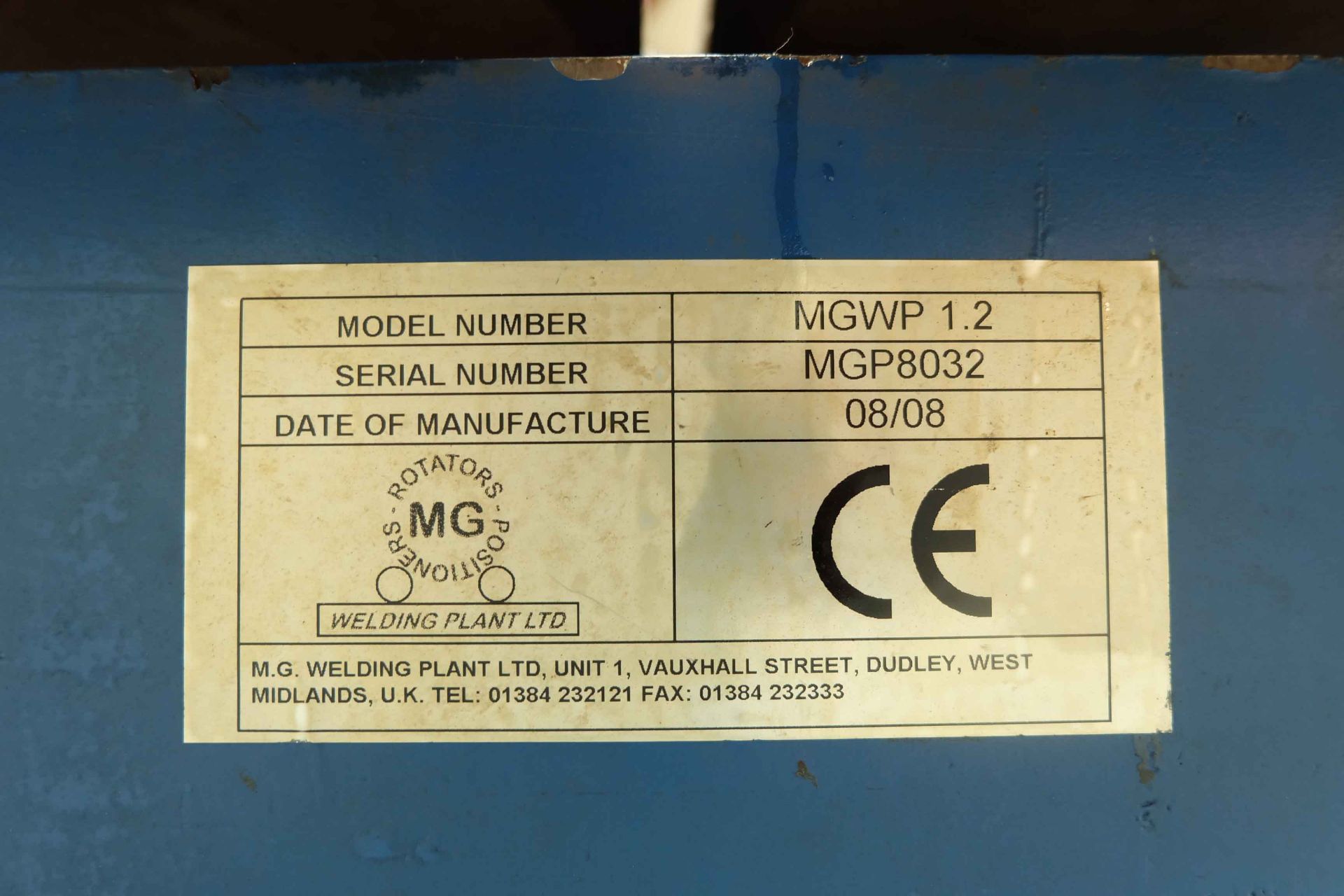 MGWP 1.2 Powered Rotary Welding Manipulator With Powered Tilting. Table Diameter 1200mm With Pendant - Image 7 of 8