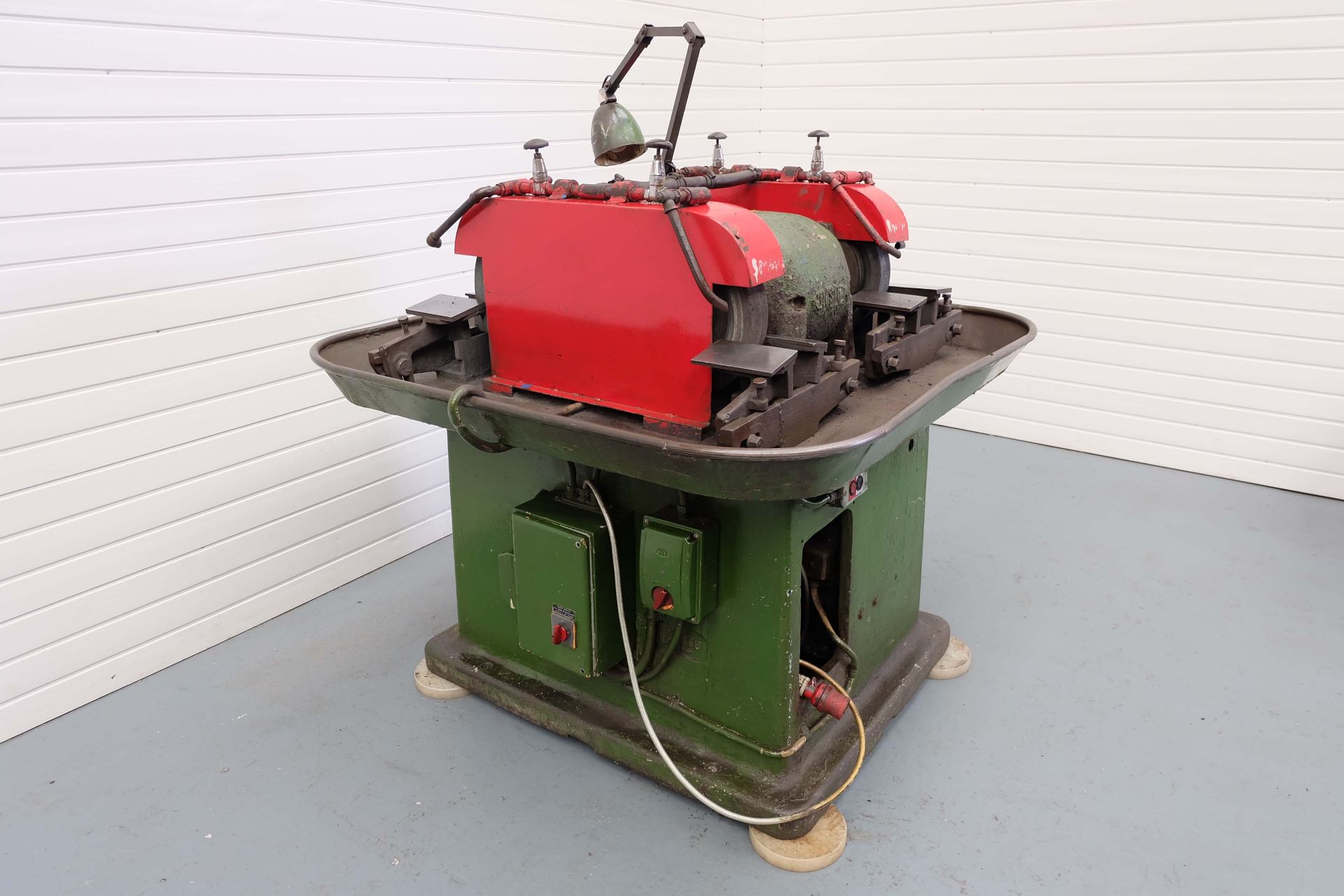 Lumsden Four Wheel Pedestal Grinder. Grinding Wheel Sizes: 14" x 3" Max. With Coolant Pump. - Image 11 of 11
