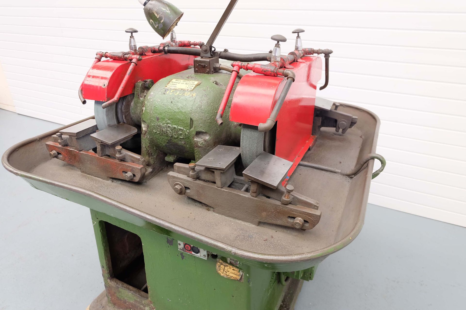 Lumsden Four Wheel Pedestal Grinder. Grinding Wheel Sizes: 14" x 3" Max. With Coolant Pump. - Image 2 of 11