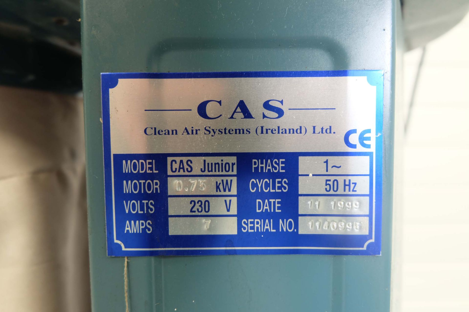 CAS Model Junior 65 Litre Dust Collector. Motor 230V, 0.75kW. Year 1999. - Image 3 of 6