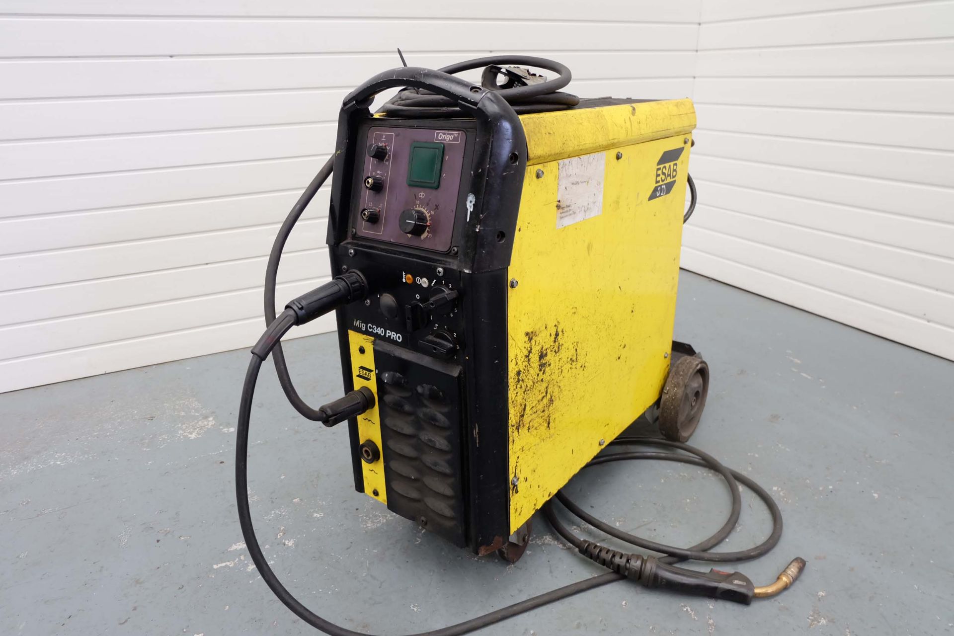 Esab Origo Mig C34O PRO 4WD Mig Welding Set. Welding Current Range: 40 - 340 Amps. Cycle Duty @ 100%