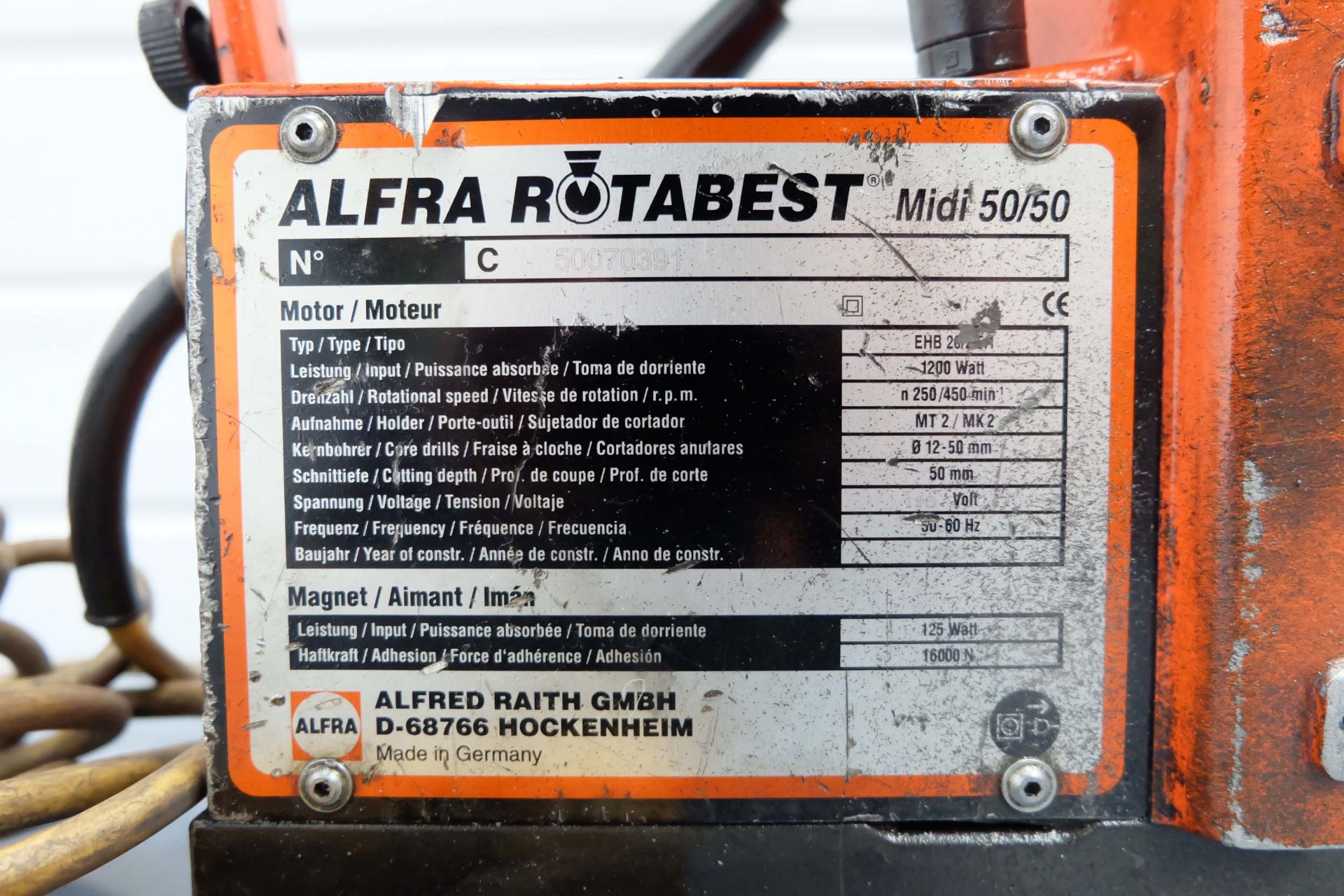 Alfra Rotabest Midi 50/50 110 Volt Electro Magnetic Drill. Spinde MT2/MK2 Capacity 12 - 50mm Dia. Dr - Image 5 of 8