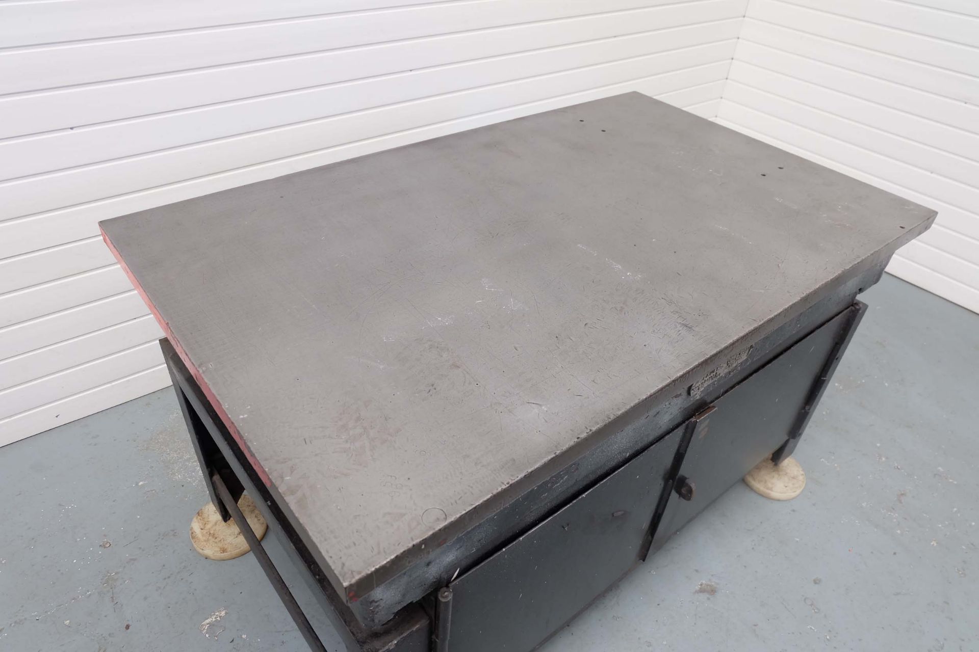Crown Windley Cast Iron Surface Table On Levelling Stand With Steel Cabinet. Size 5' x 3'. Height: 3 - Image 3 of 9