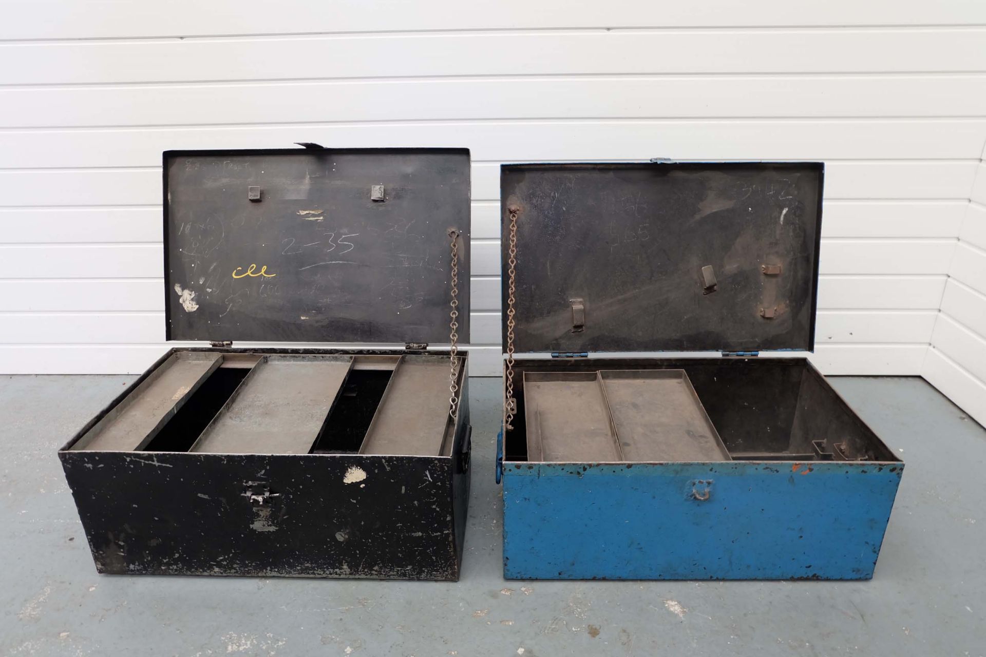 Two Steel Tool Boxes. Dimensions: 25" x 15" x 10".