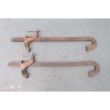 Two Large Carver Clamps. Length: 36". Jaw Depth: 5".
