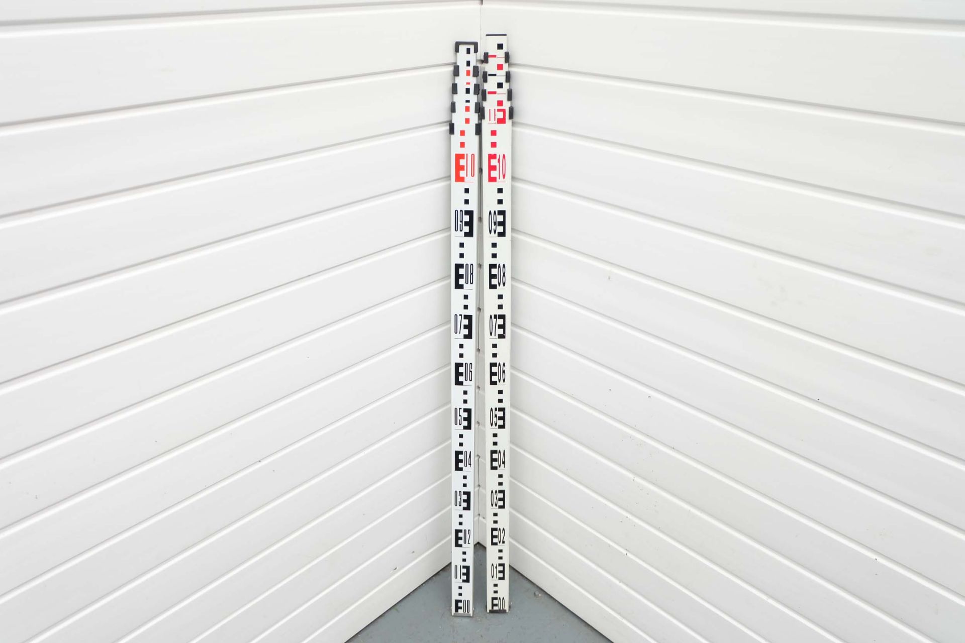 2 x 5 Metre Aluminium Survey Measuring Staffs With Cloth Carry Cases.