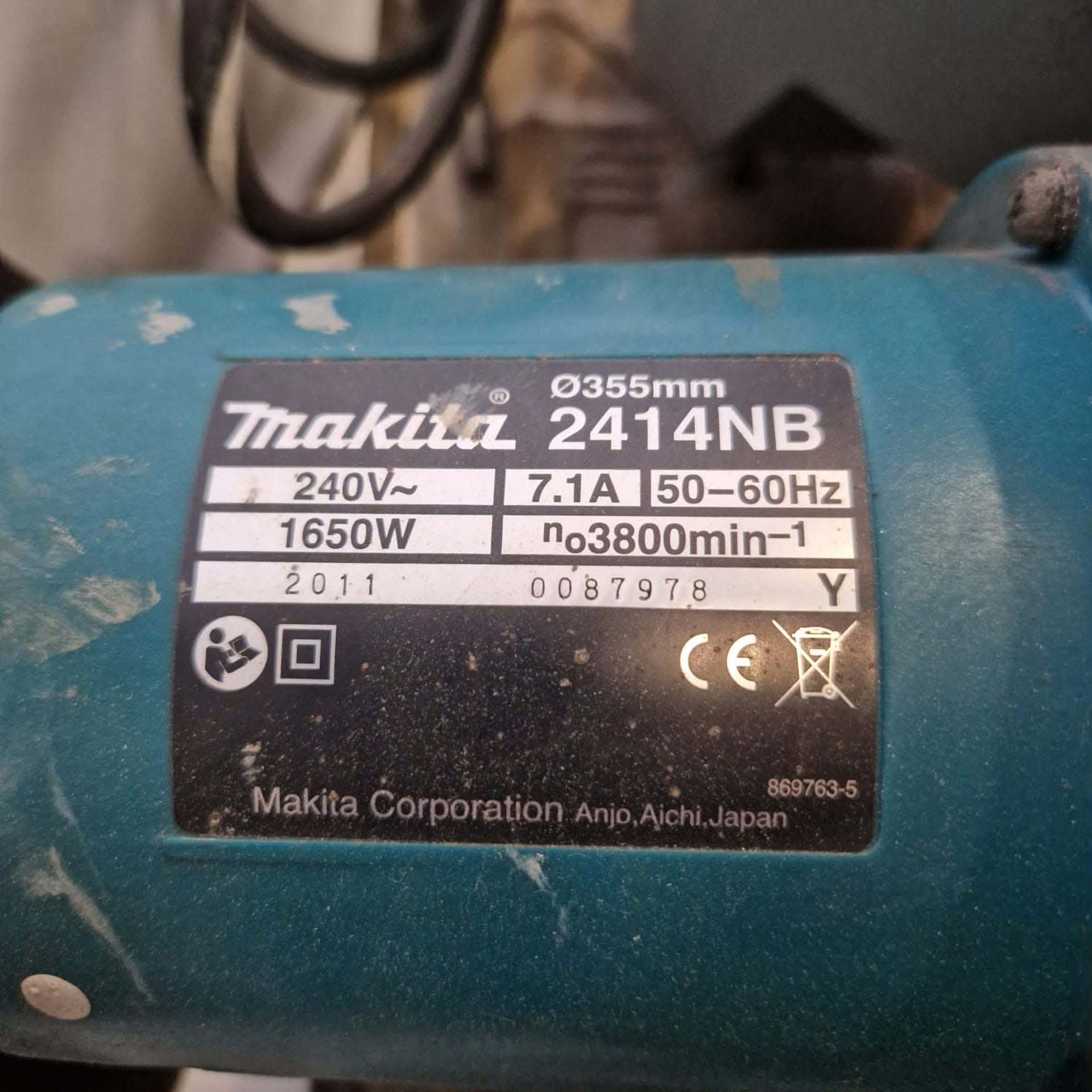 Makita 2414NB Abrasive Circular Cut Off Saw with 2 x Discs. Blade Size 355mm Dia Max. Power 1650W. 2 - Image 3 of 6