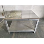 Aluminium Frame Table With Wooden Top. Size 1200mm x 1000mm. Height 770mm.