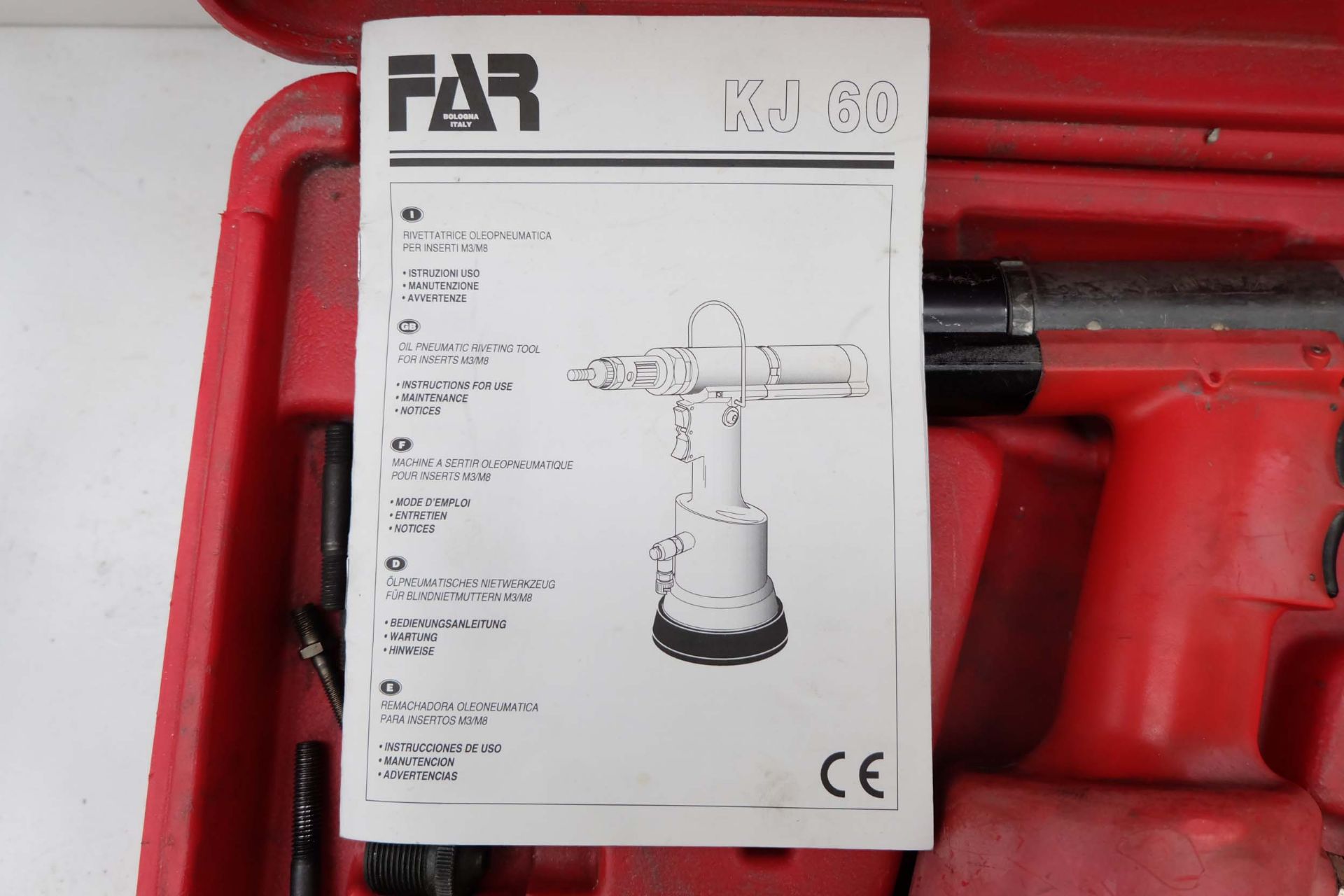FAR Model KJ 60 Oil Pneumatic Riveting Tool for Inserts M3/M8. With Instructions & Carry Case. - Image 8 of 9