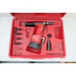 FAR Model KJ 60 Oil Pneumatic Riveting Tool for Inserts M3/M8. With Instructions & Carry Case.