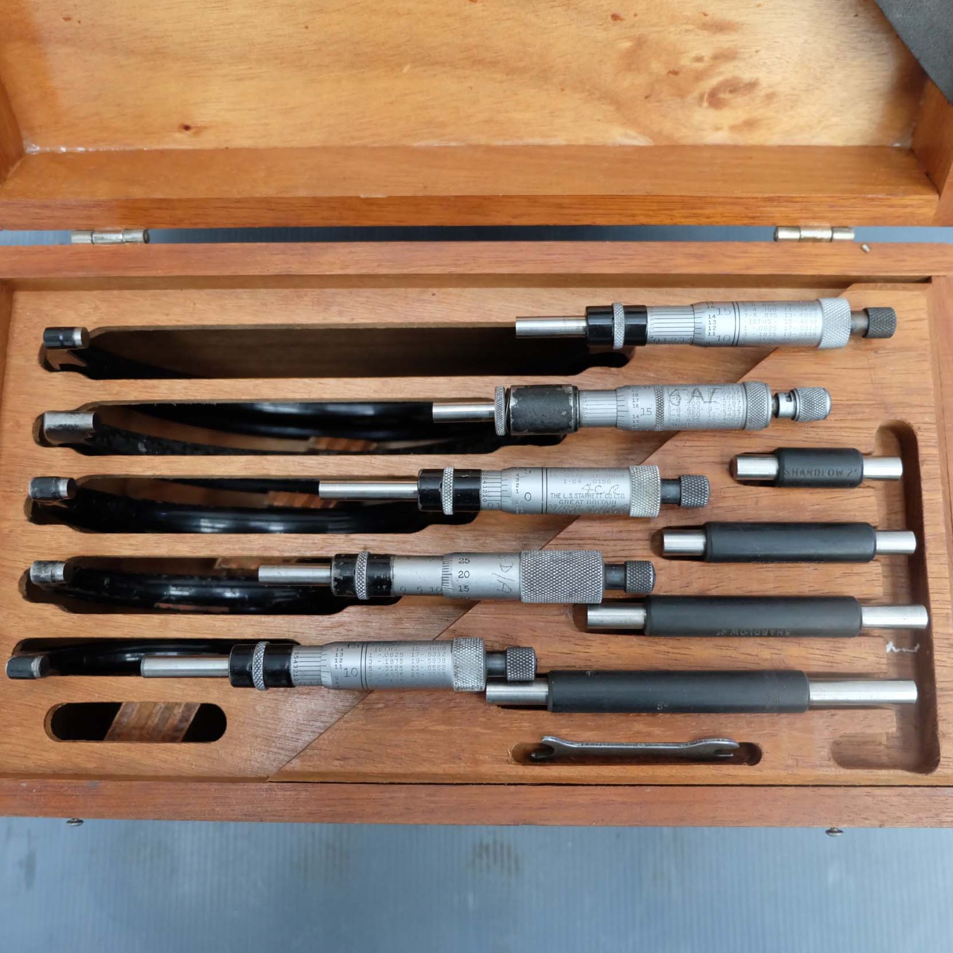 5 x Starrett External Micrometers In Wooden Box. Sizes From 1"-2" upto 5"-6". - Image 2 of 5