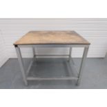 Aluminium Frame Table With Wooden Top. Size 1200mm x 1000mm. Height 1020mm.