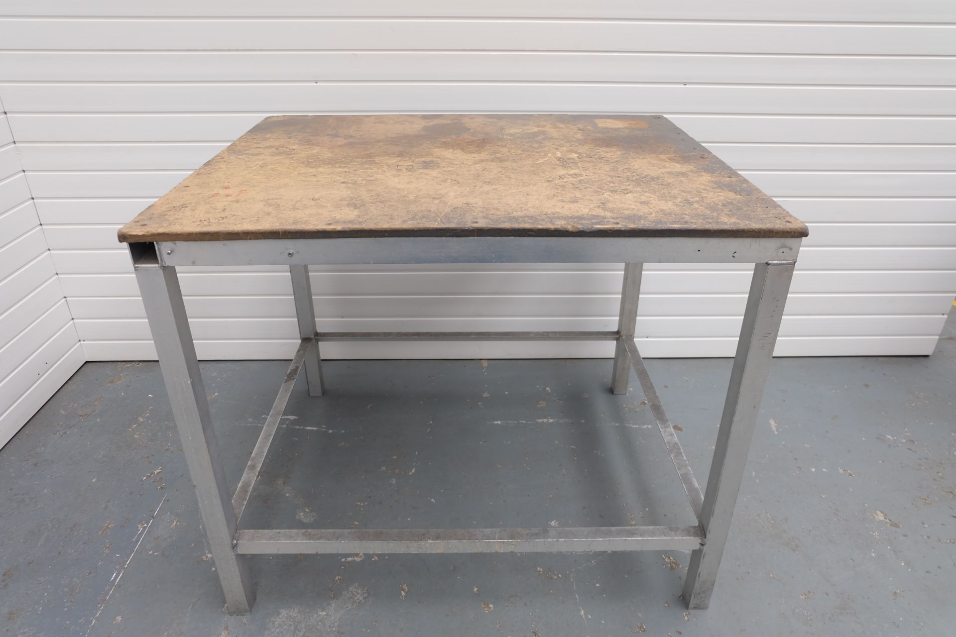 Aluminium Frame Table With Wooden Top. Size 1200mm x 1000mm. Height 1020mm.