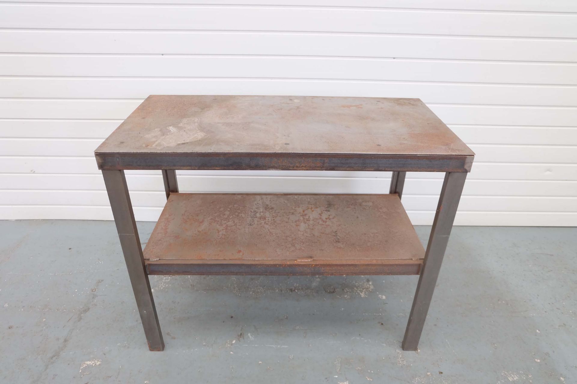 Steel Frame Table With Steel Top & Shelf. Dimensions: 1000 x 500mm. Height: 800mm.