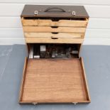 Wooden Toolmakers Box With 4 Drawers And Tooling as Lotted