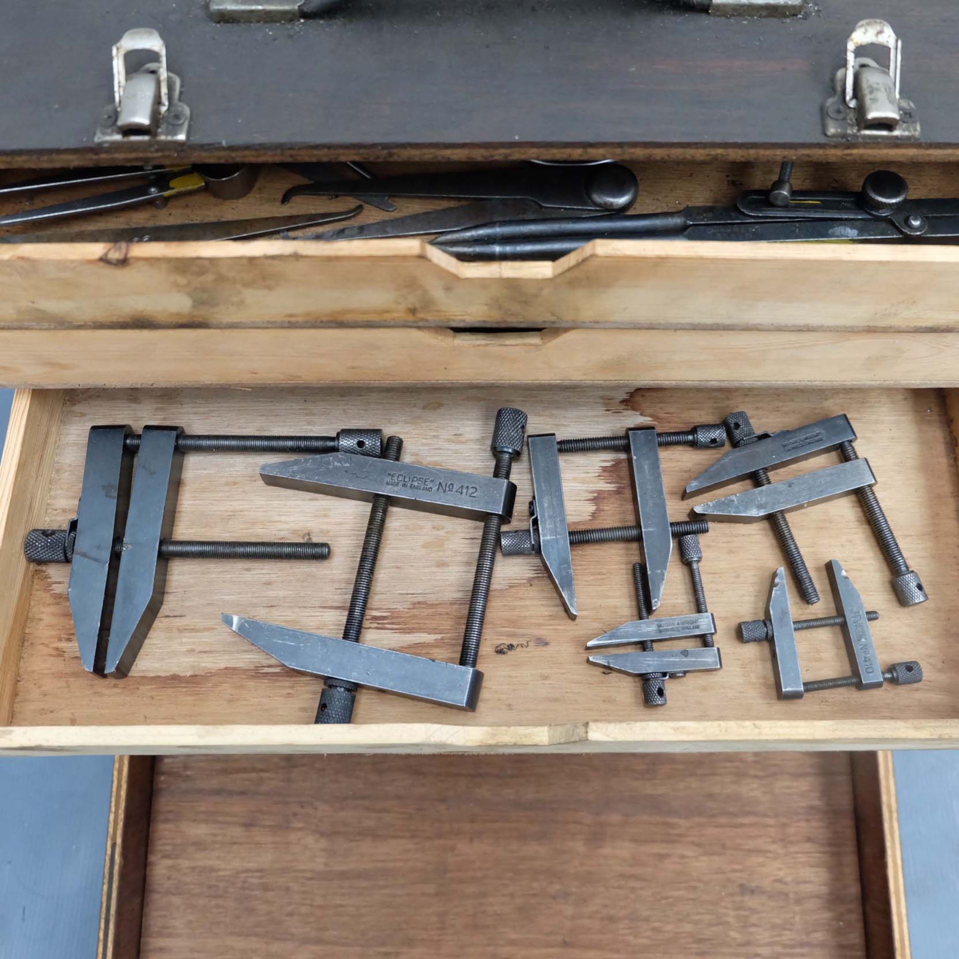 Wooden Toolmakers Box With 4 Drawers And Tooling as Lotted - Image 4 of 7