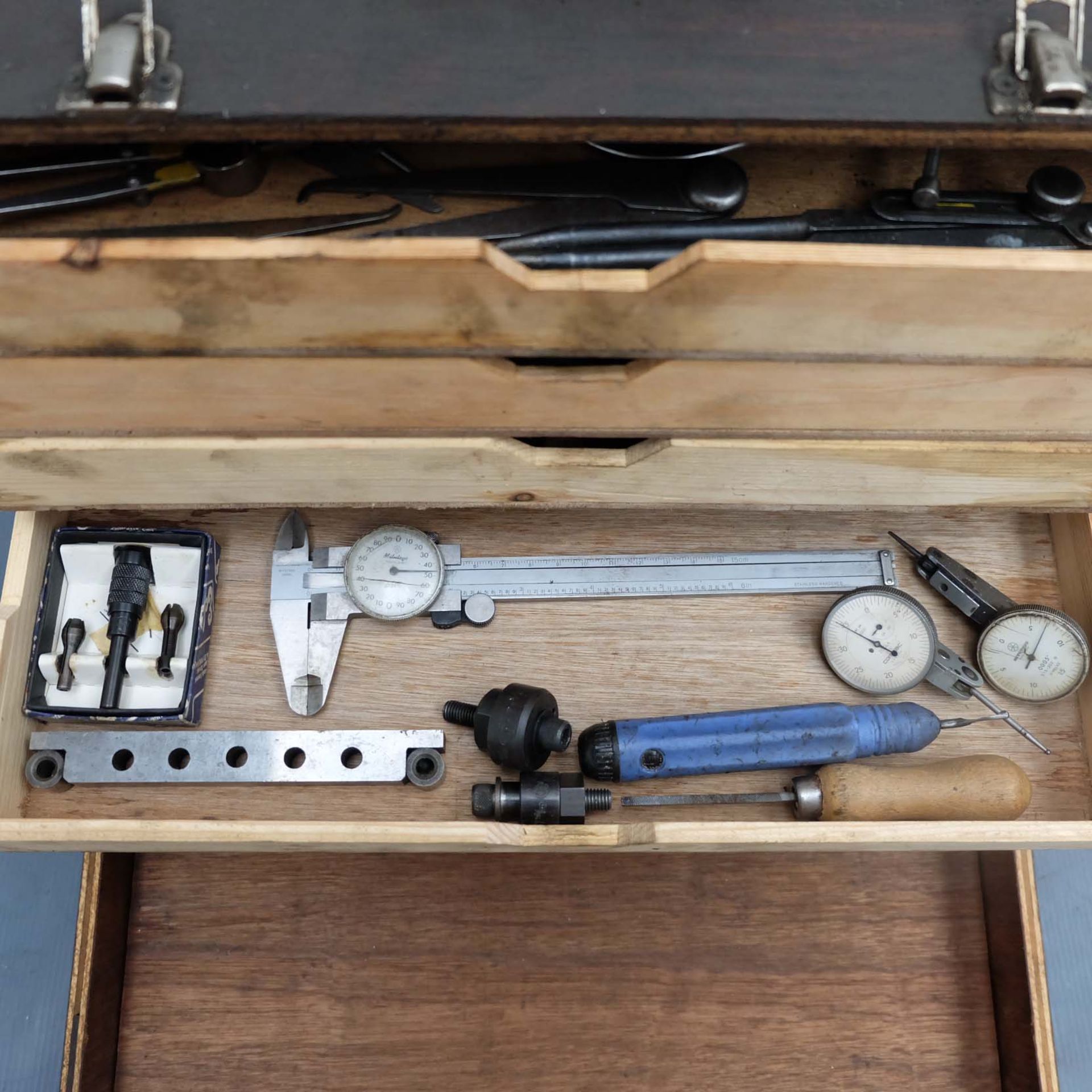 Wooden Toolmakers Box With 4 Drawers And Tooling as Lotted - Image 5 of 7