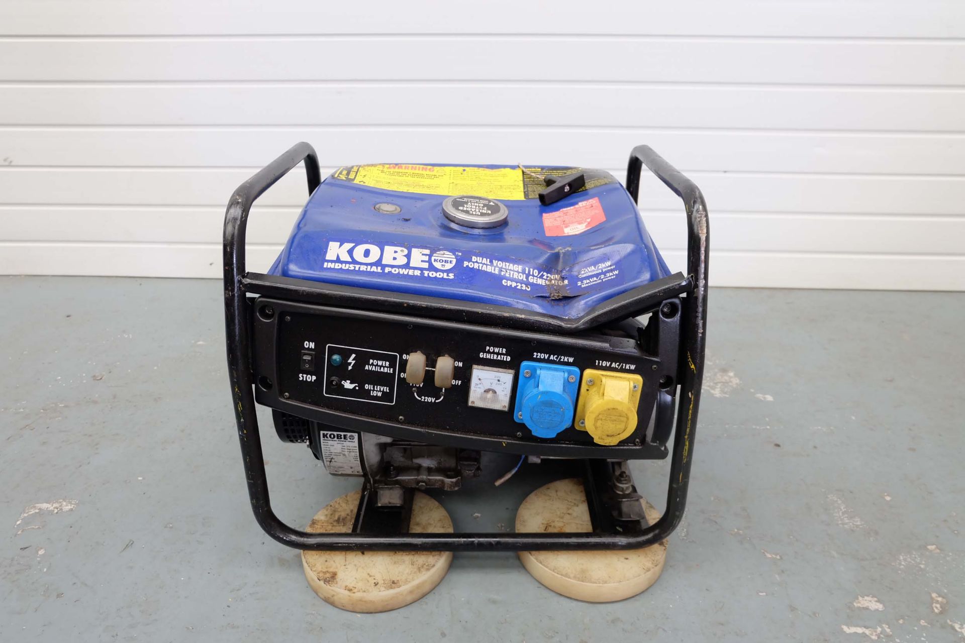 Kobe Model GPP230 Dual Voltage 110/220V Portable Petrol Generator. 2KVA/2KW Continuous Power. 2.3KVA