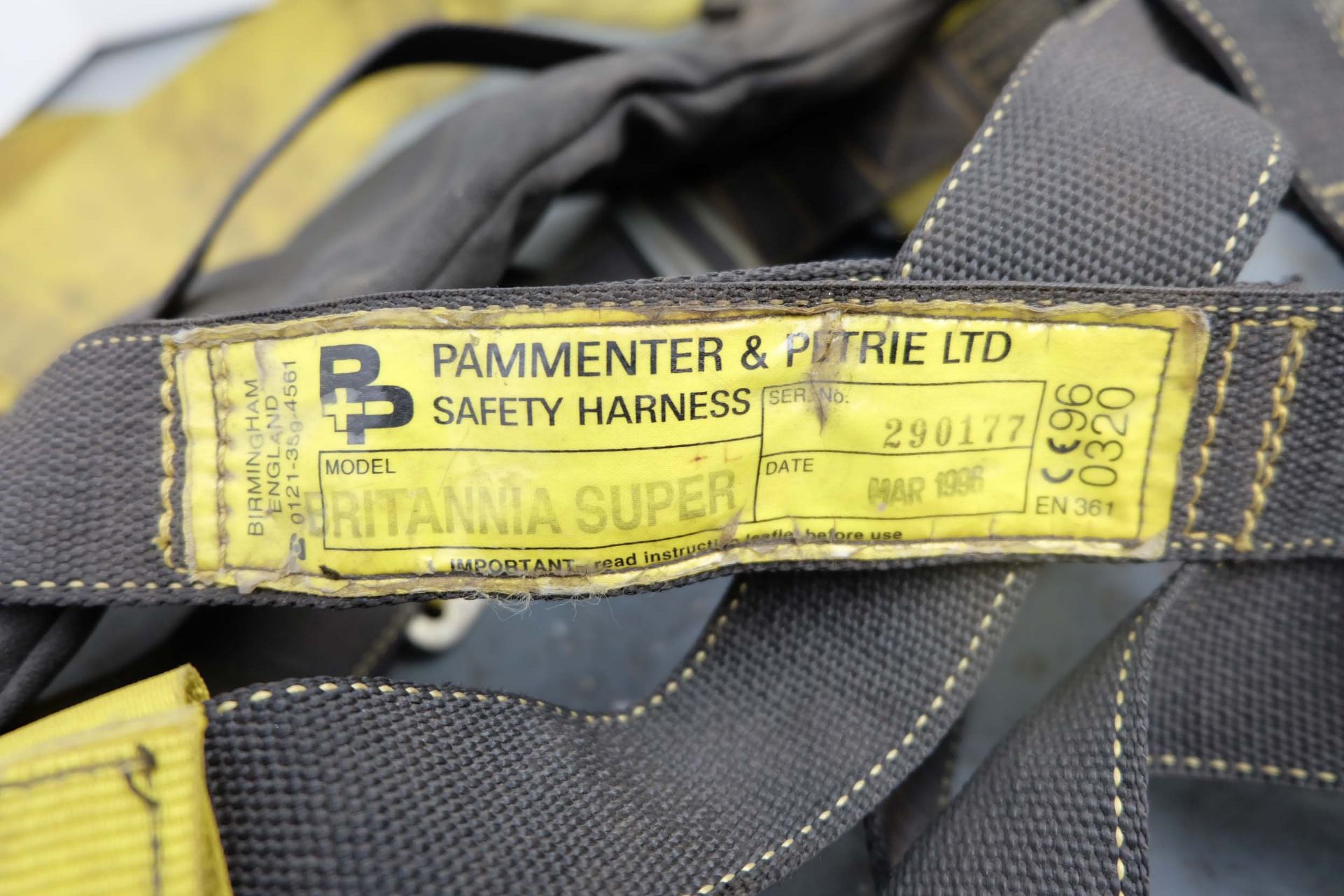 Pammenter & Petrie Ltd Safey Harness Model Britannia Super. Date of Manufacture 1996. - Image 2 of 3