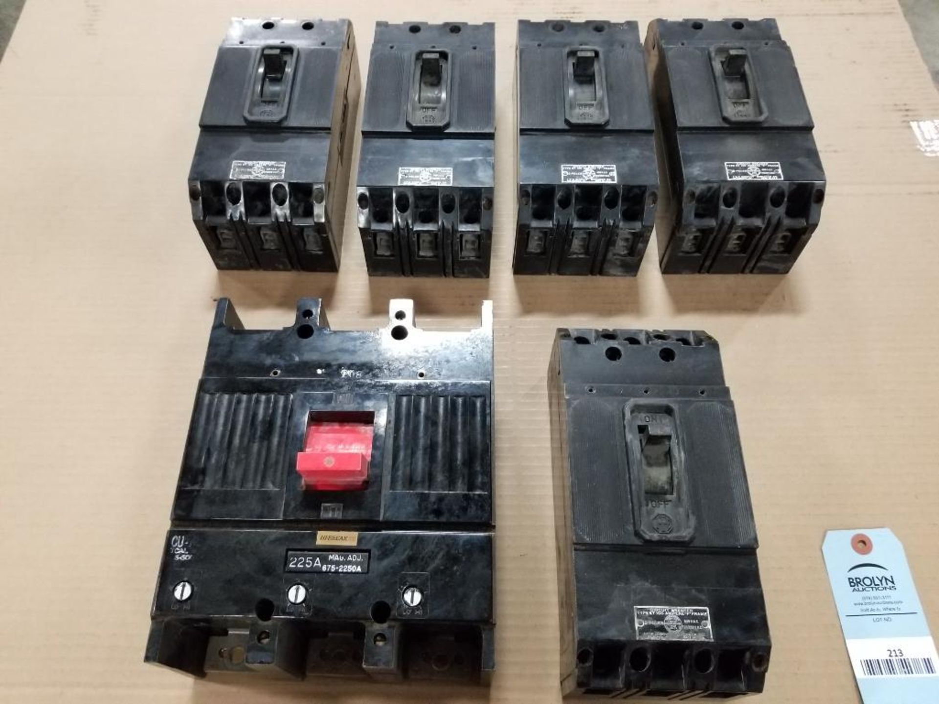 Assorted electrical breakers. GE.