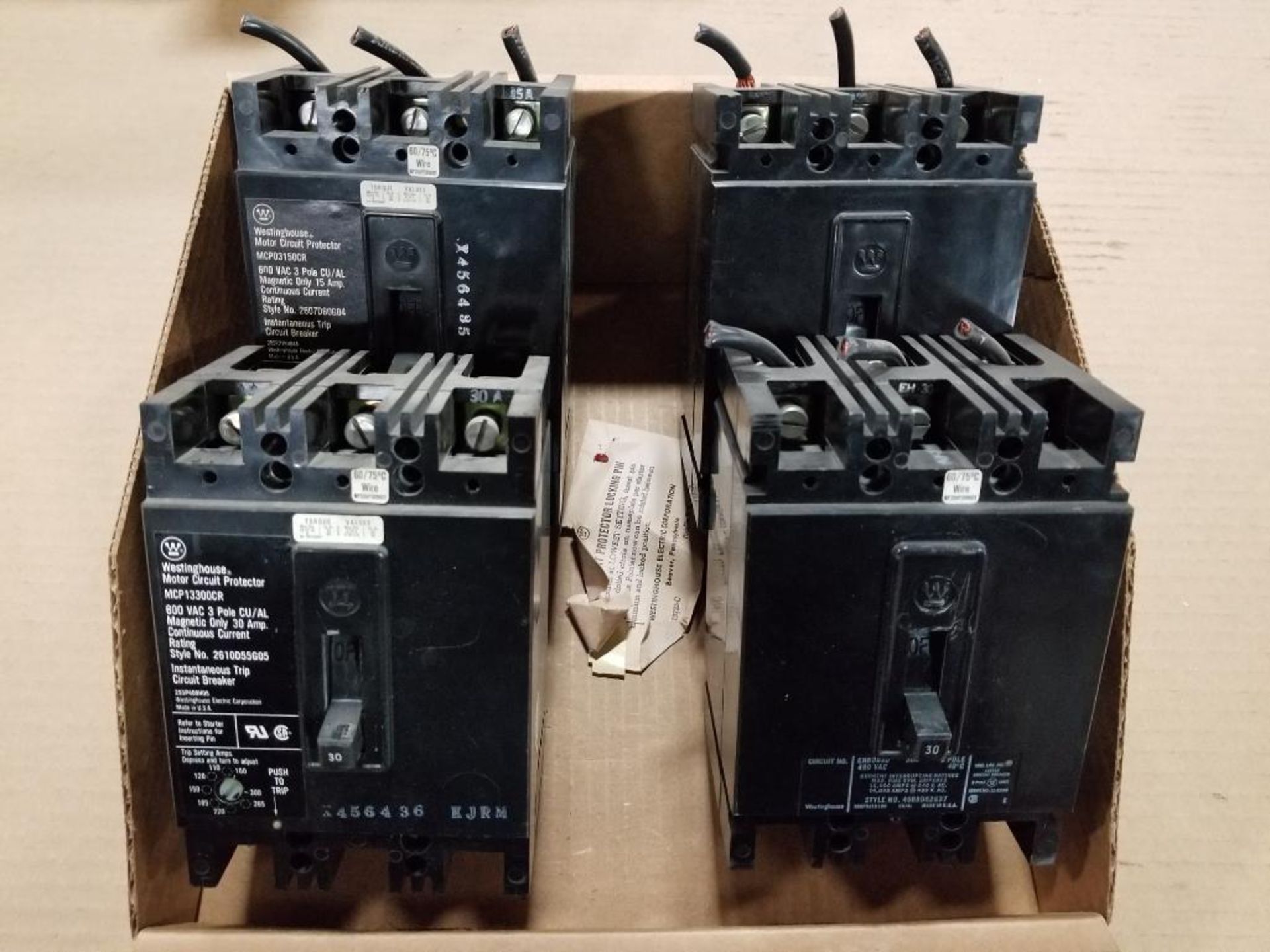 Assorted electrical breakers. Westinghouse.