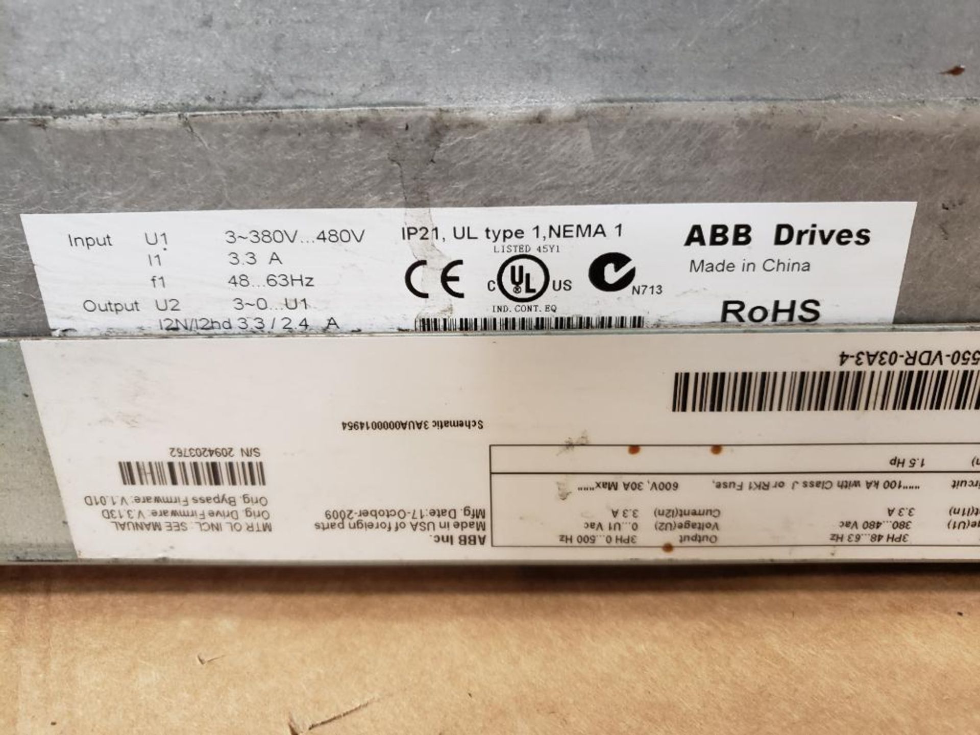 ABB ACH550-VDR-03A3-4 HVAC drive. 1.5HP. - Image 6 of 7